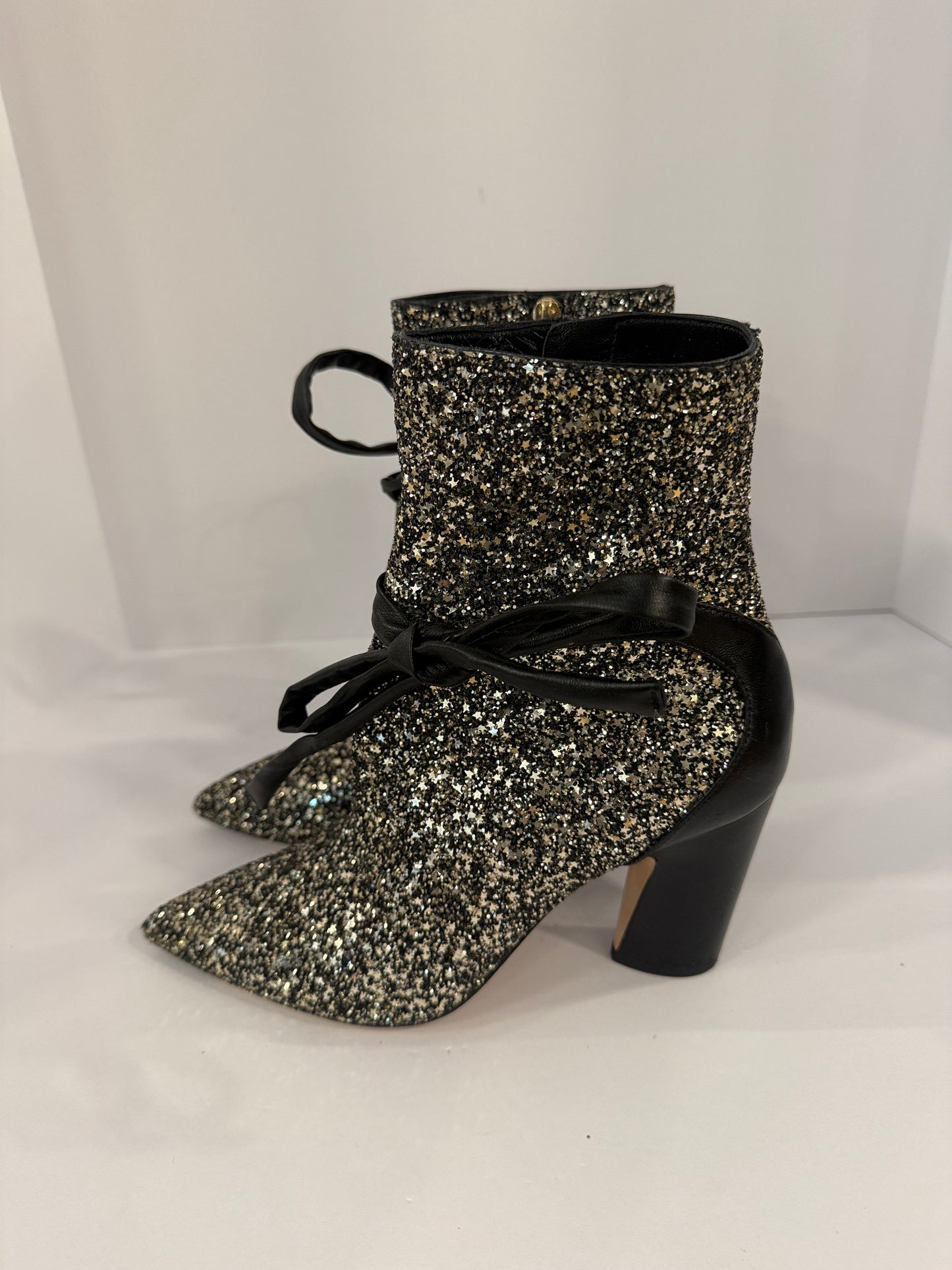 JIMMY CHOO Glitter Star Booties/ US8-EU38