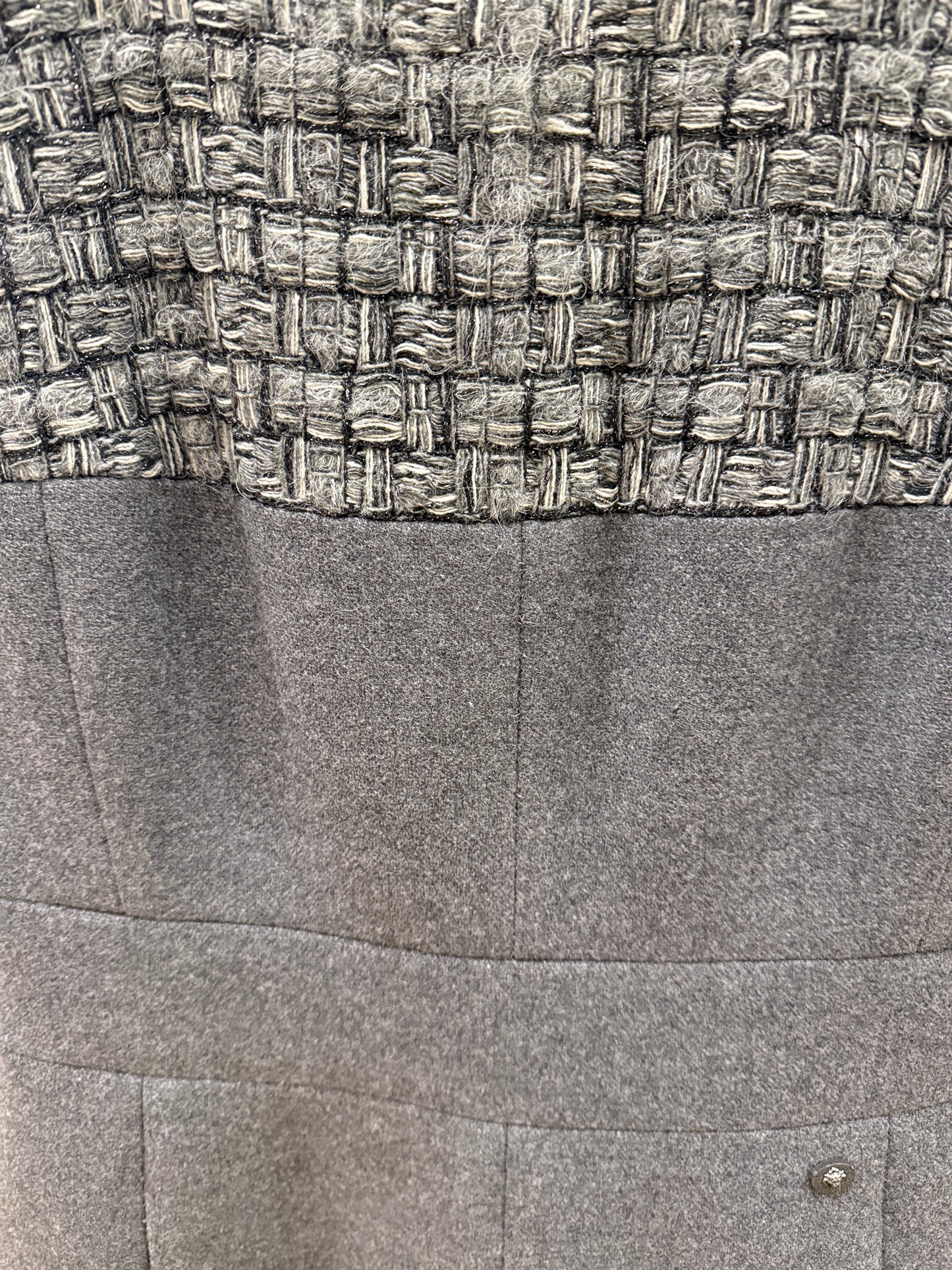 CHANEL Wool Cashemere Coco Button Tweed Midi Dress / L- EU42
