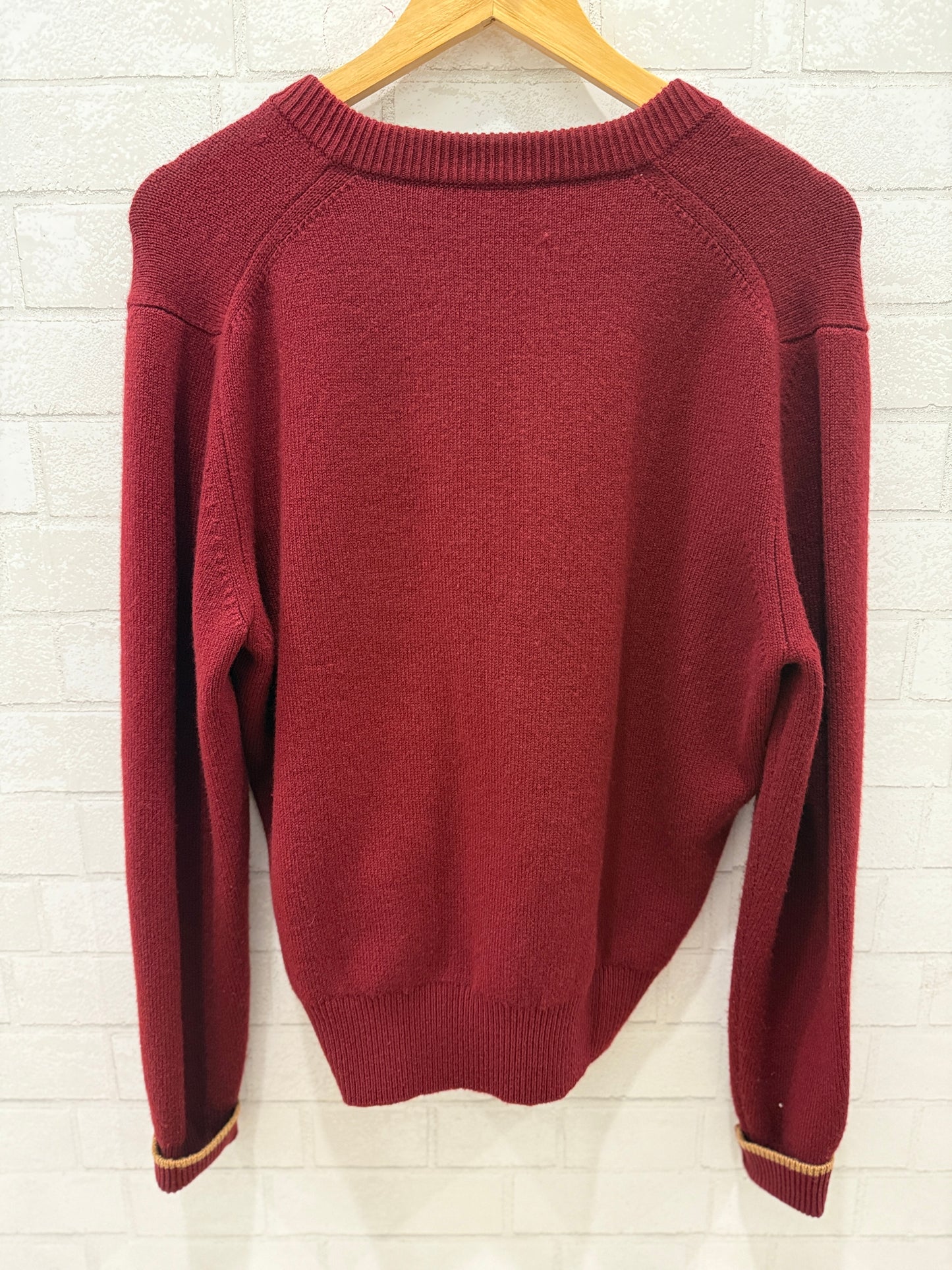 VICTORIA BECKHAM Long Sleeves V Neck Burgundy Red Cashemire Sweater / S