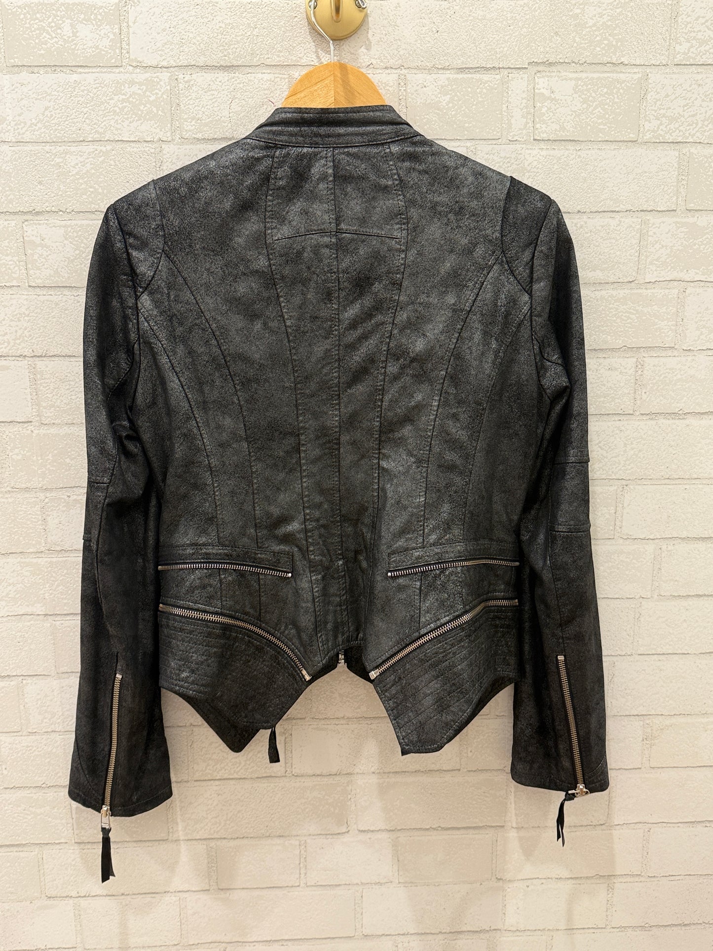 DAWN LEVY Leather Jacket Metallic / M