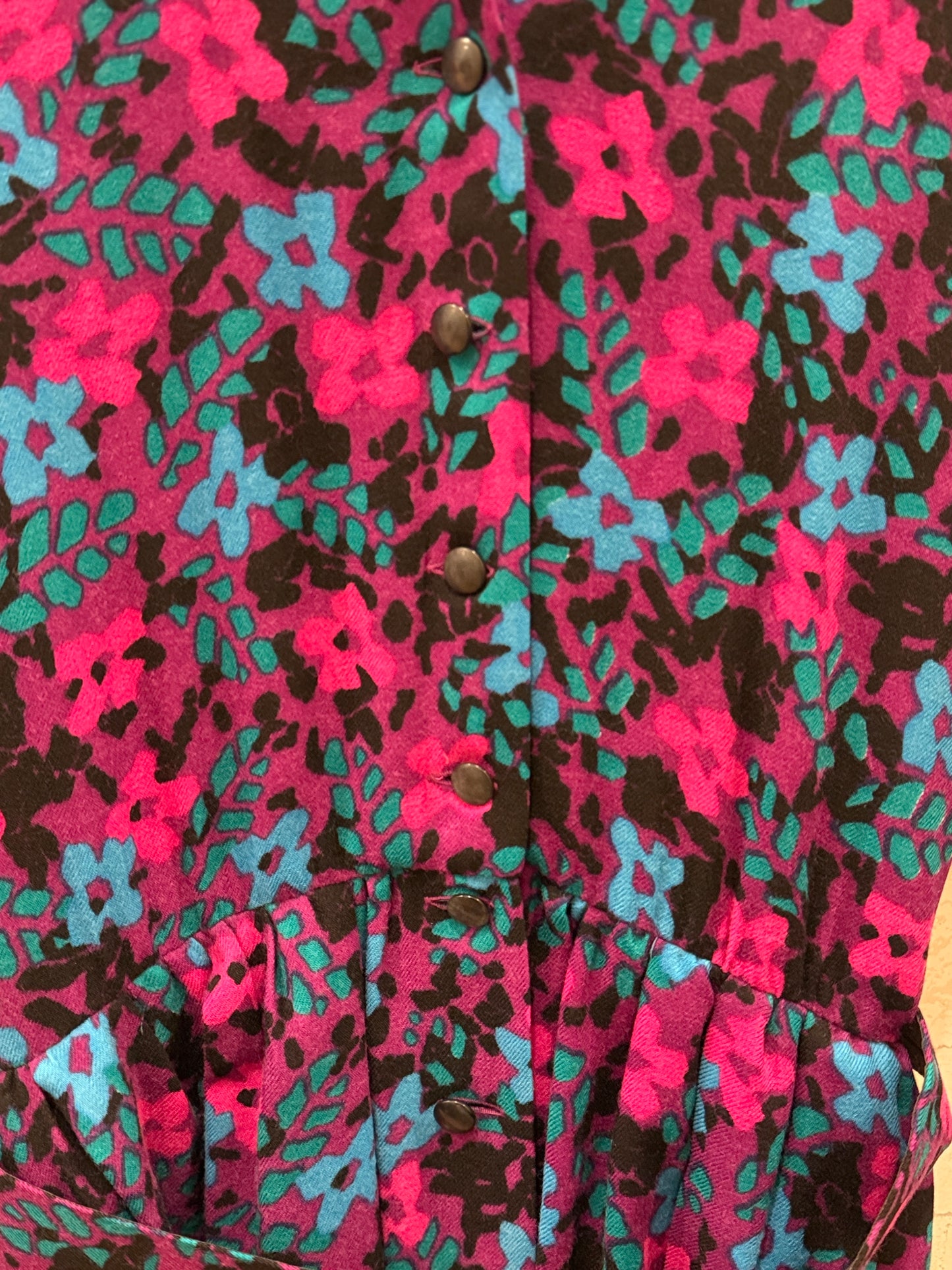 GUY LAROCHE Vintage Wool Midi Dress Floral Print / S-EU36