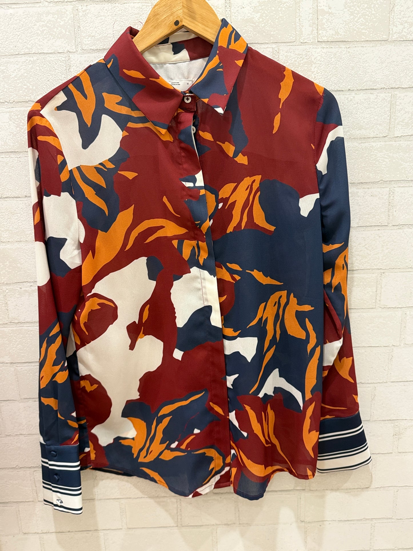 C/MEO COLLECTIVE NWT Button Up Printed Shirt/US M-EU 40