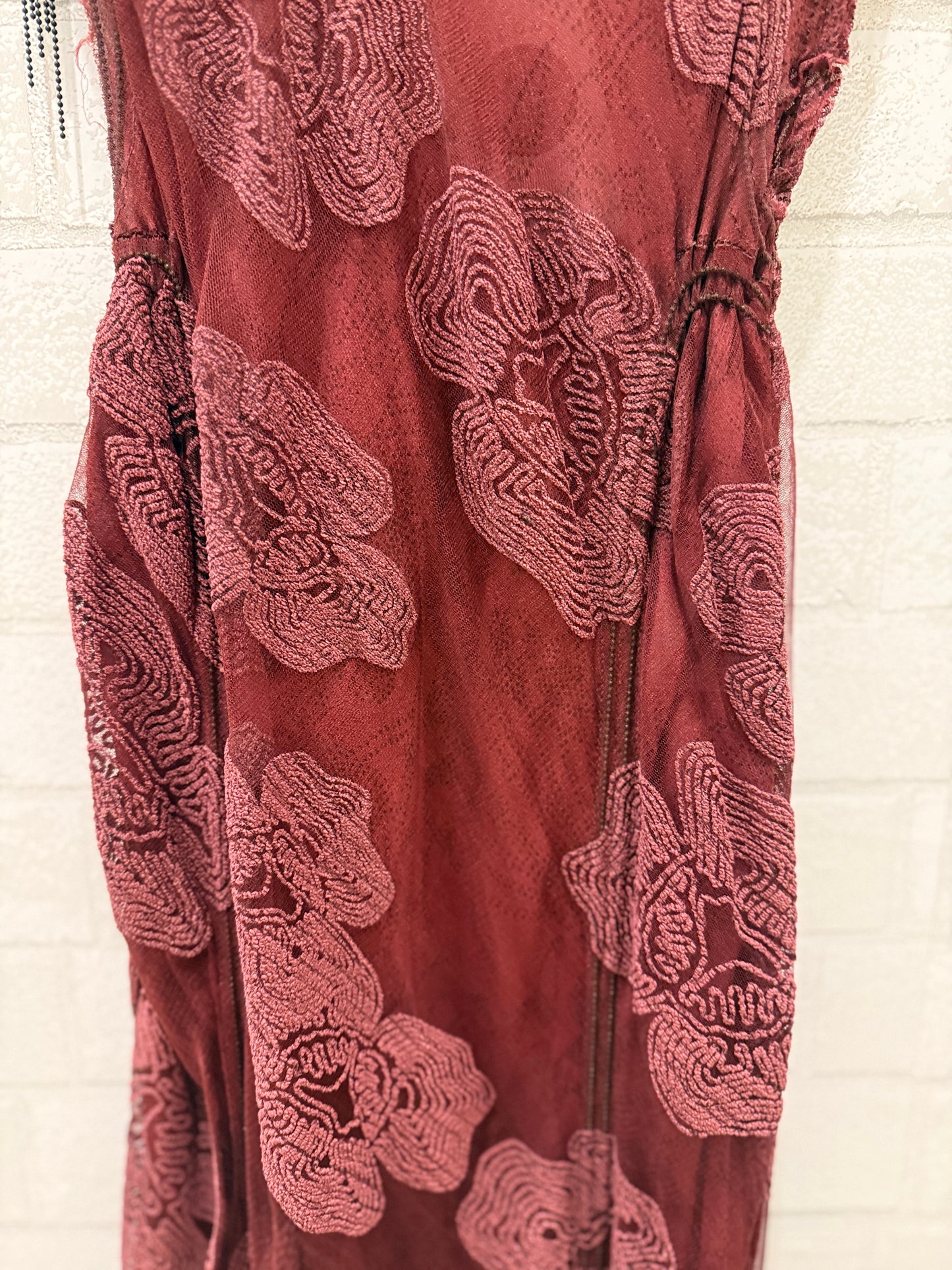 FENDI Vintage "Sex&City" Burgundy Foral Embroideries Dress / XS