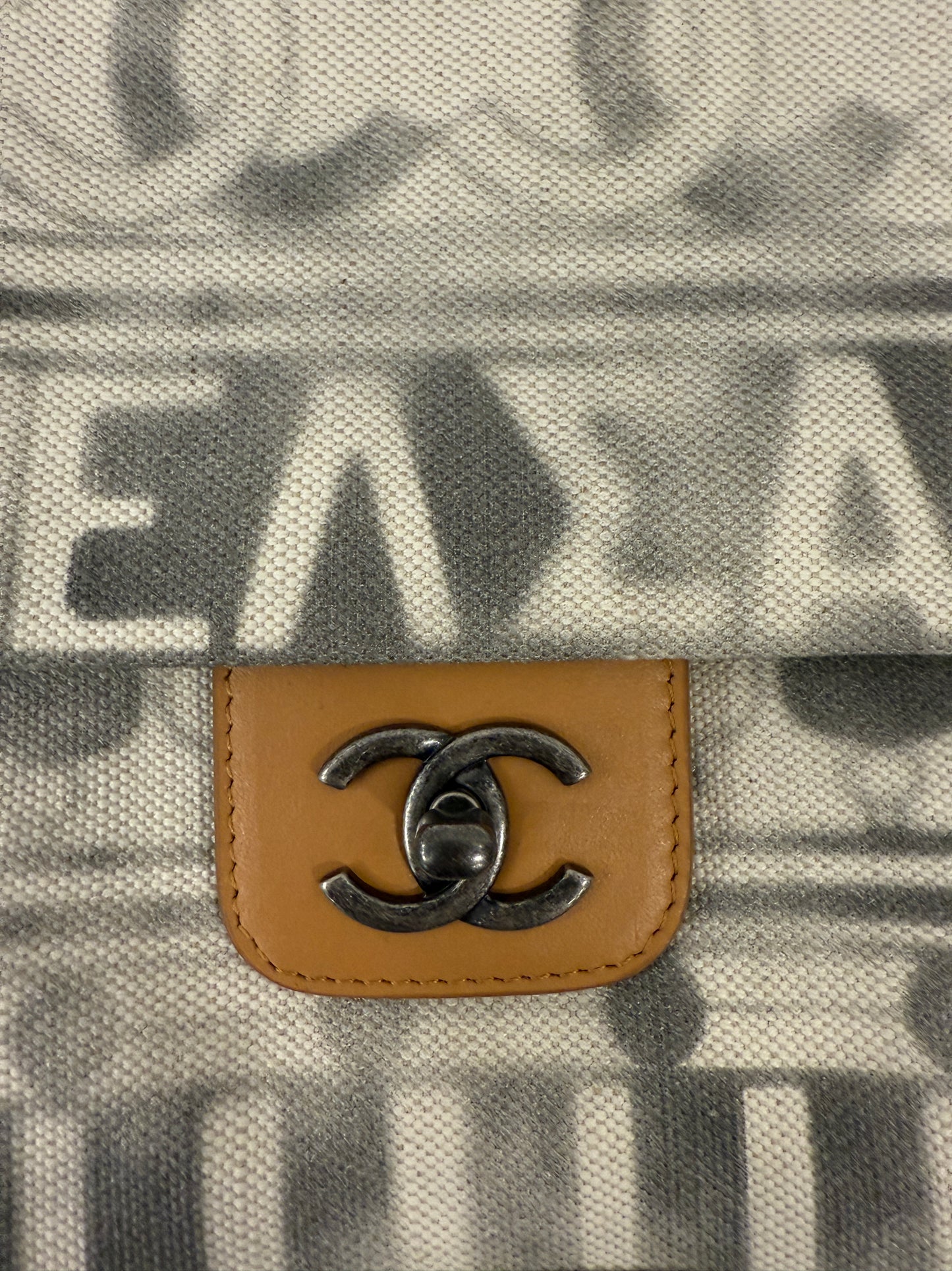 CHANEL Large Canvas Iliad Flap Clutch / OS