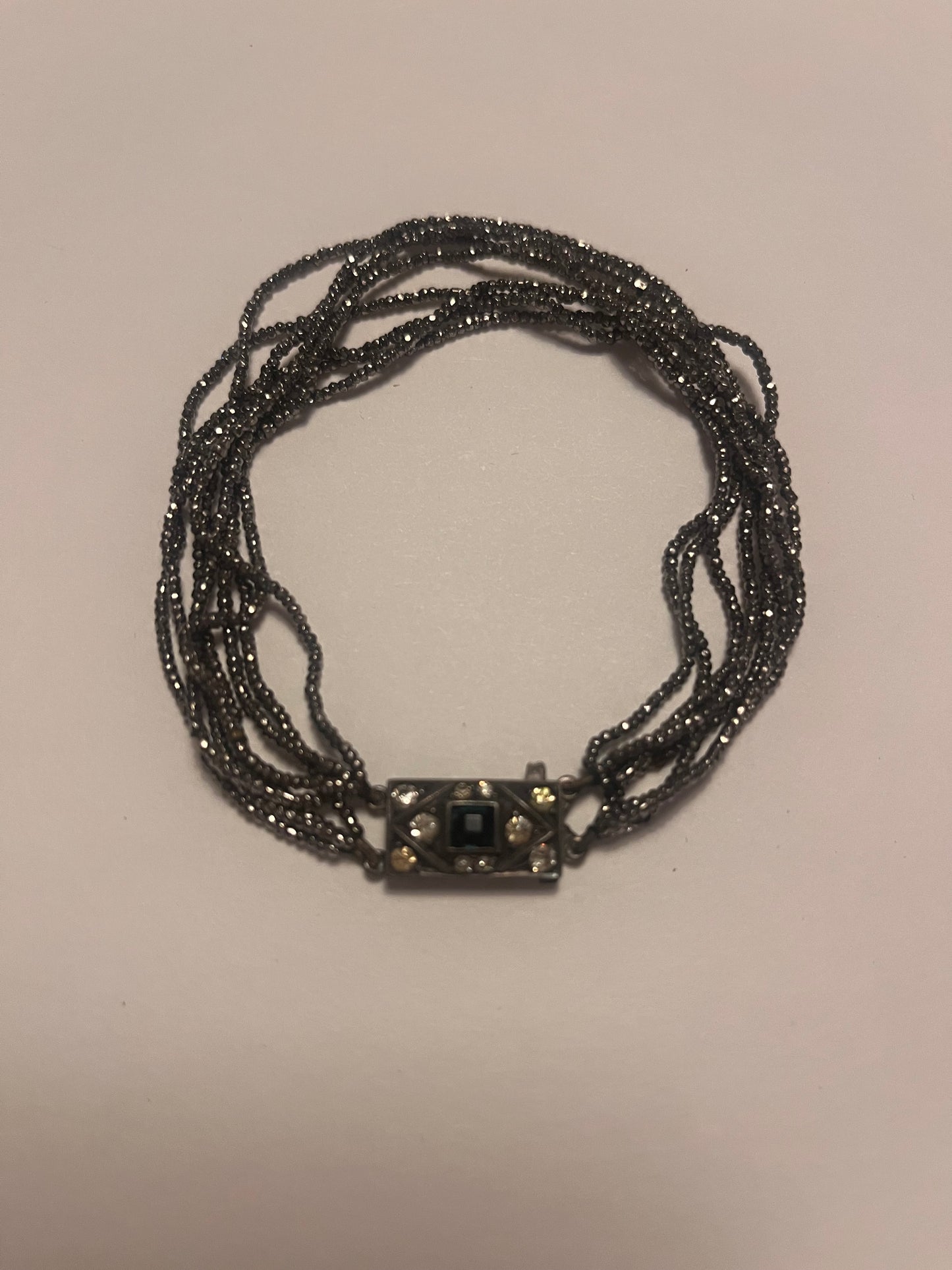 NO BRAND Silver Multi-Strand Beaded Bracelet Decorative Strap