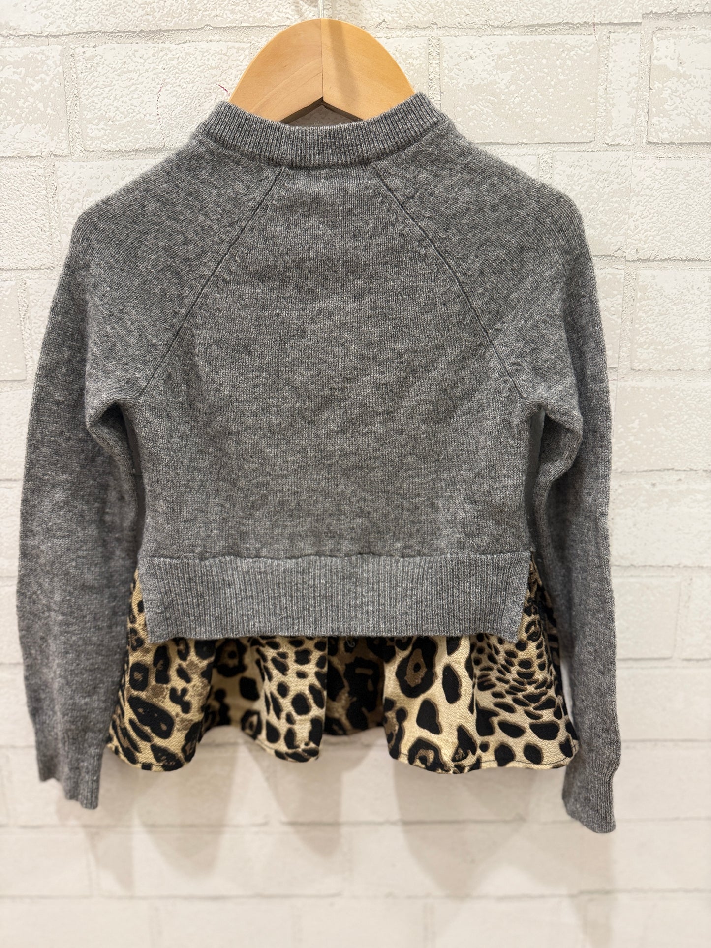 AUTUMN CASHMERE KIDS Wool Cardigan With Leopard/ 4-5Y
