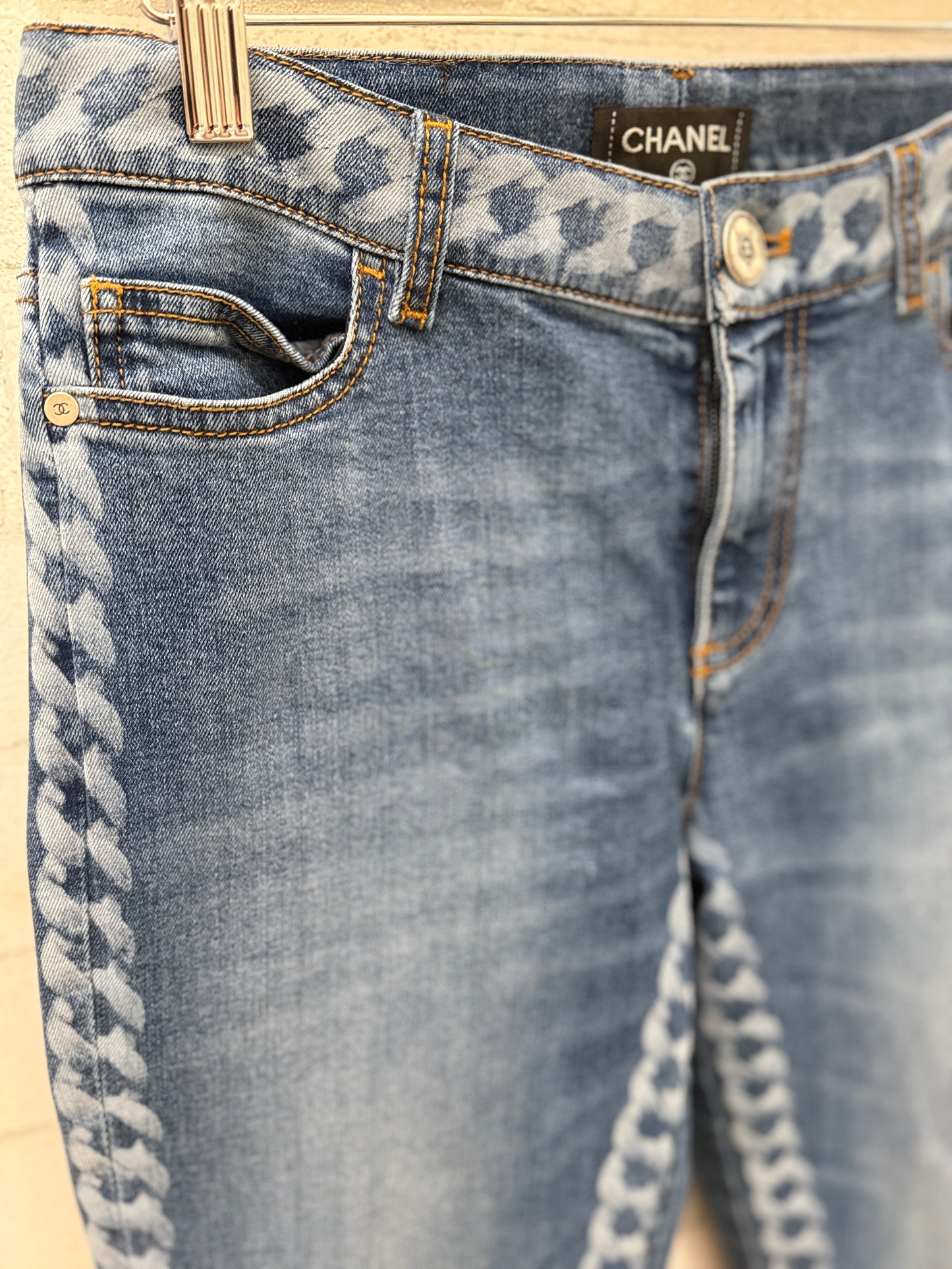 CHANEL Jeans Chain Link Pattern / S-EU36
