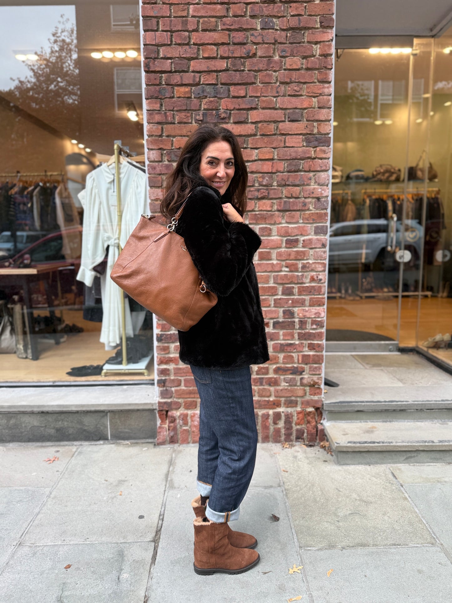 COACH Pebble Leather Shoulder Handbag