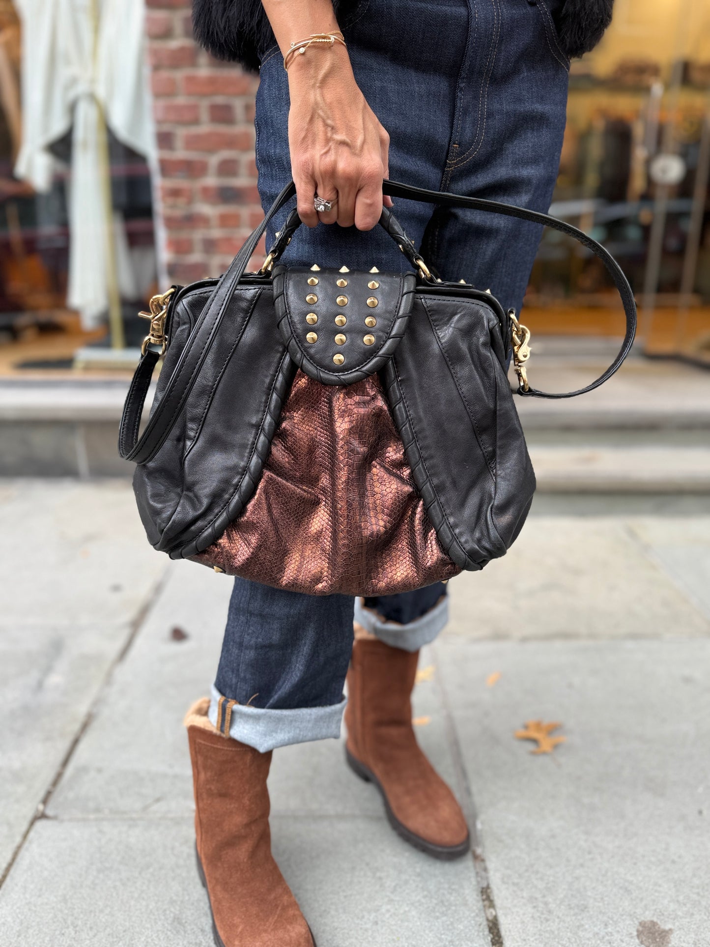 BOKTIER BiColor Leather and Studs Bag/OS