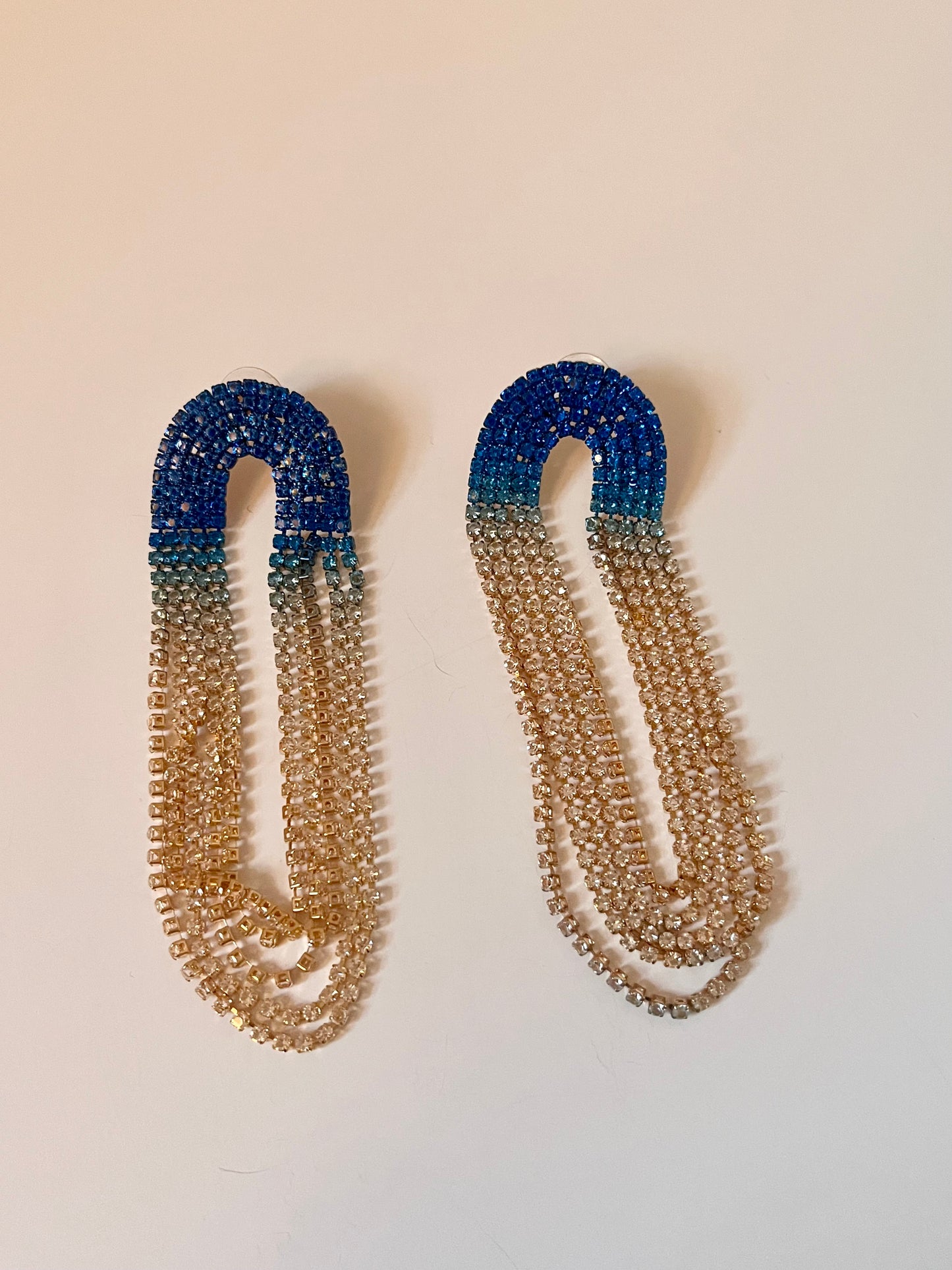 NO BRAND Blue Gradient Rhinestone Earrings