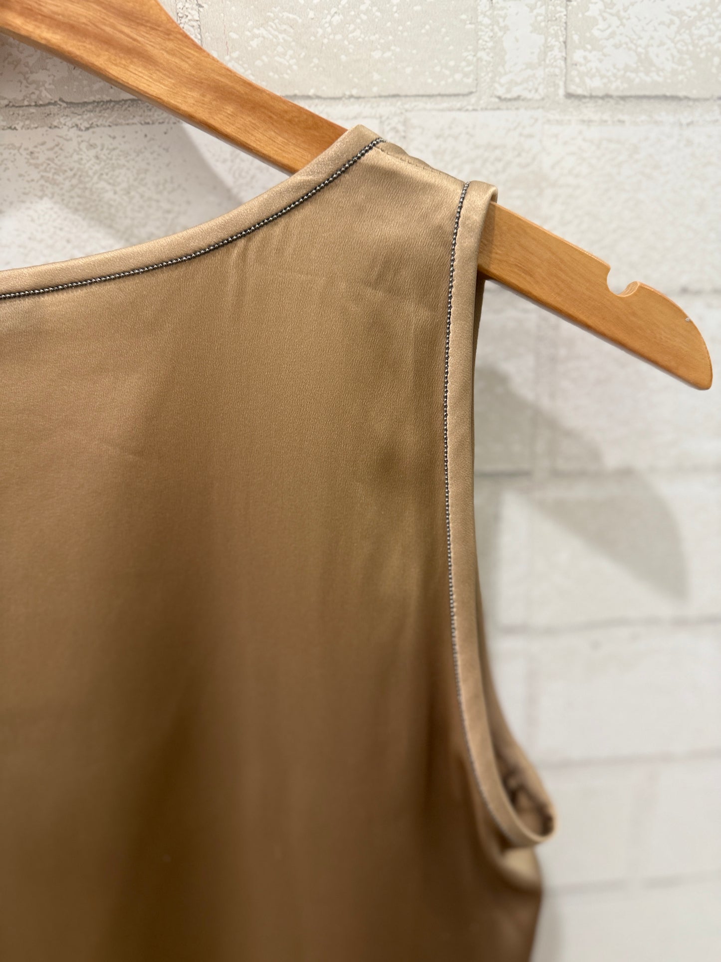 BRUNELLO CUCINELLI Chain-detail Silk Tank Top / L