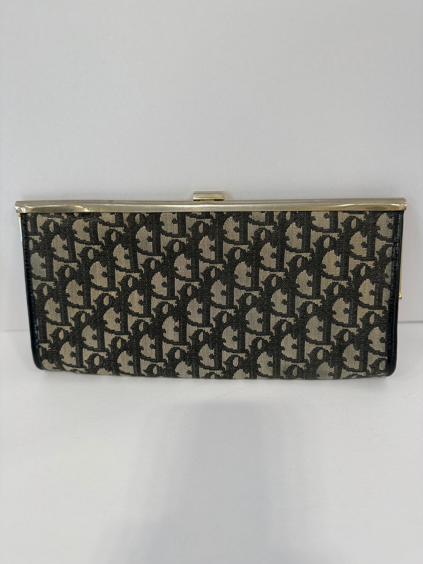 CHRISTIAN DIOR Vintage Monogram Kisslock Clutch / OS