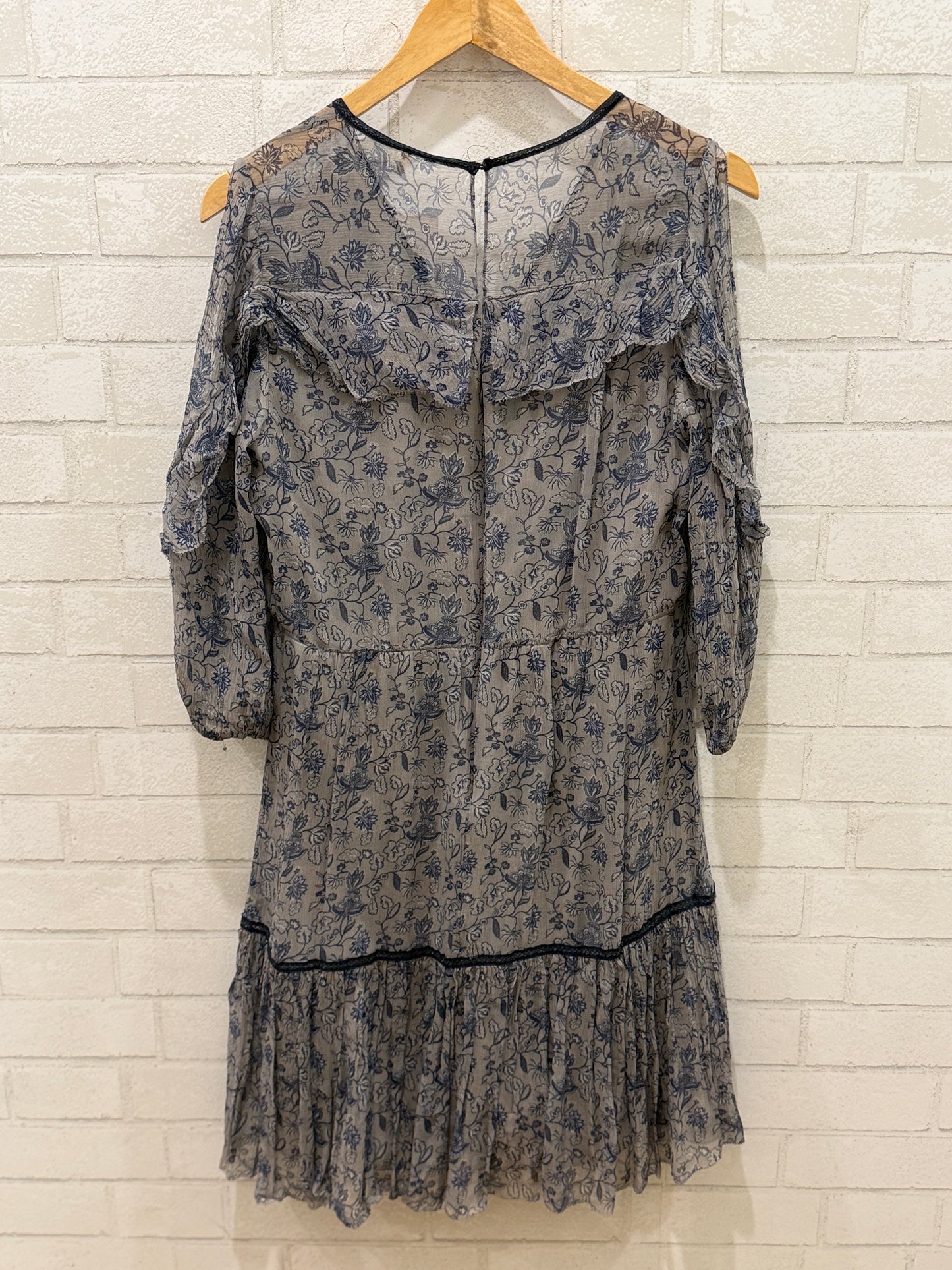 ELIE TAHARI Silk Flower Print 3/4 Sleeves Smock Dress/M-US8