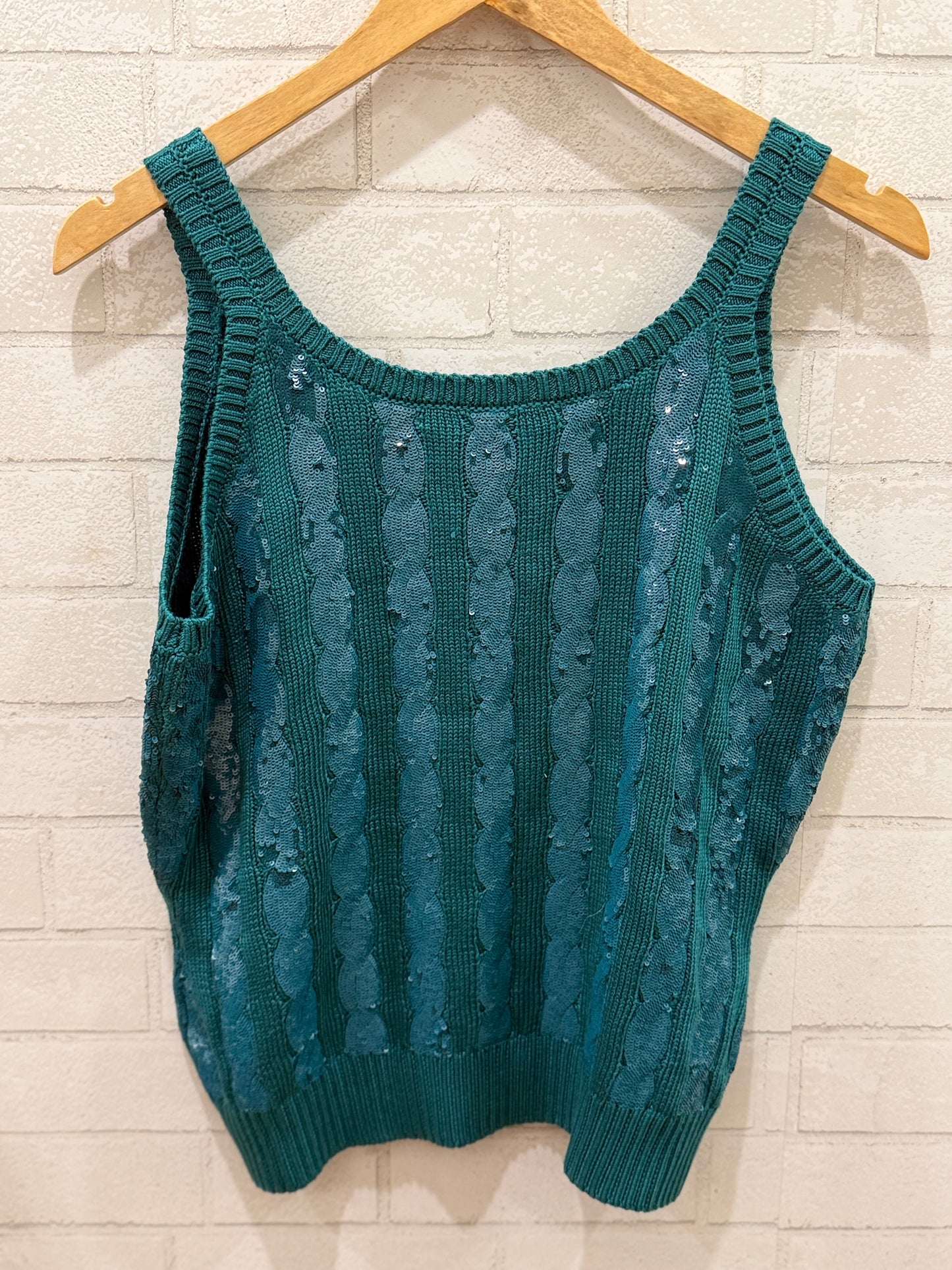 RALPH LAUREN PURPLE LABEL Silk &Sequin Sleeveless Knitted Top/L