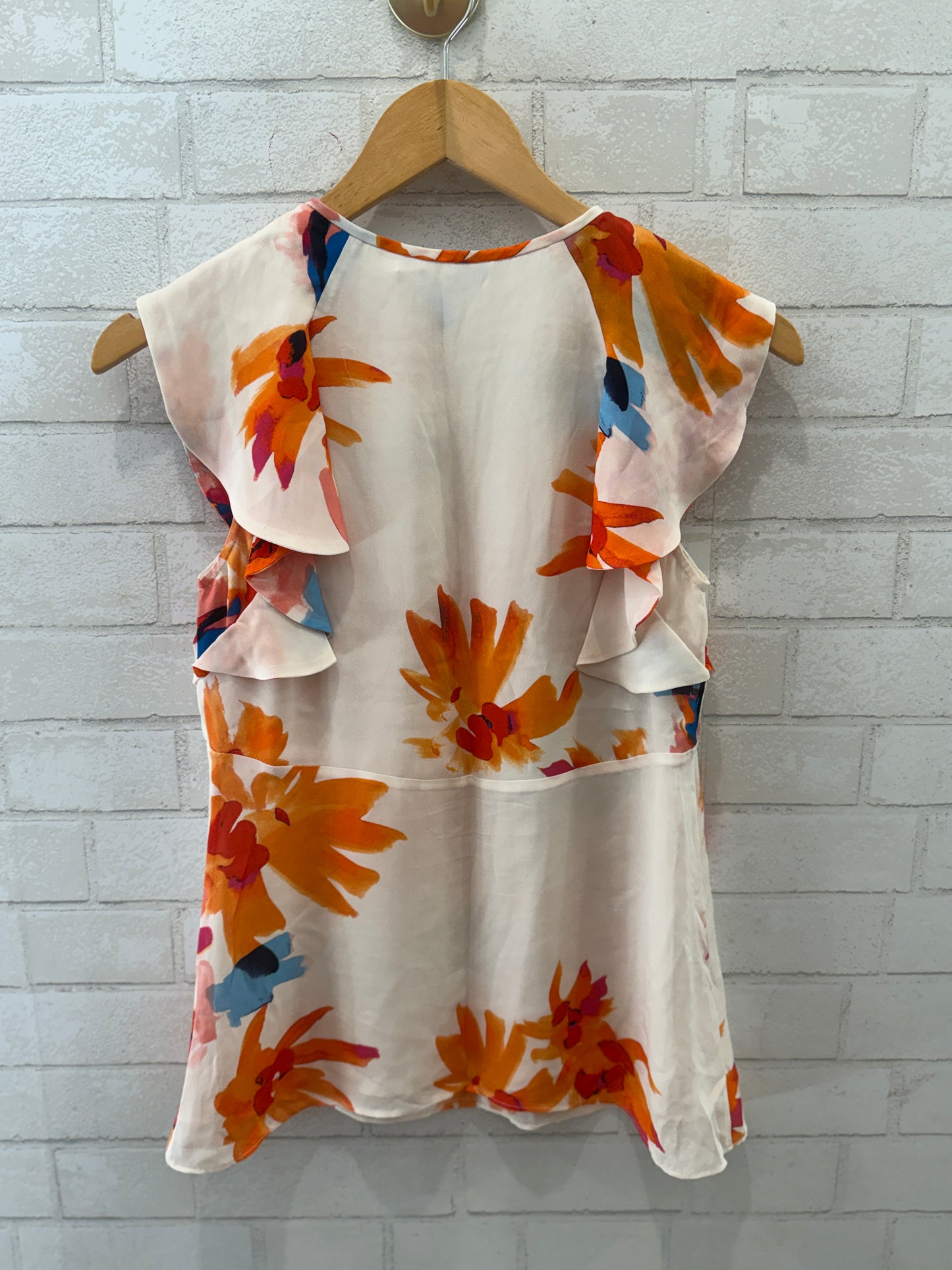 Draper James Silk Printed Sleeveless Ruffled Top / XS-US0