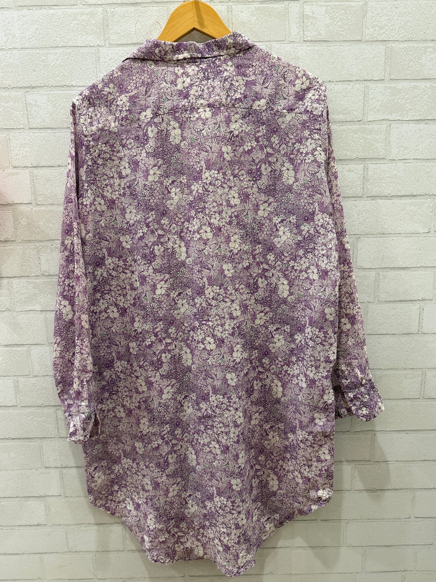 FRANK & EILEEN Cotton LS Printed Shirt Dress / S