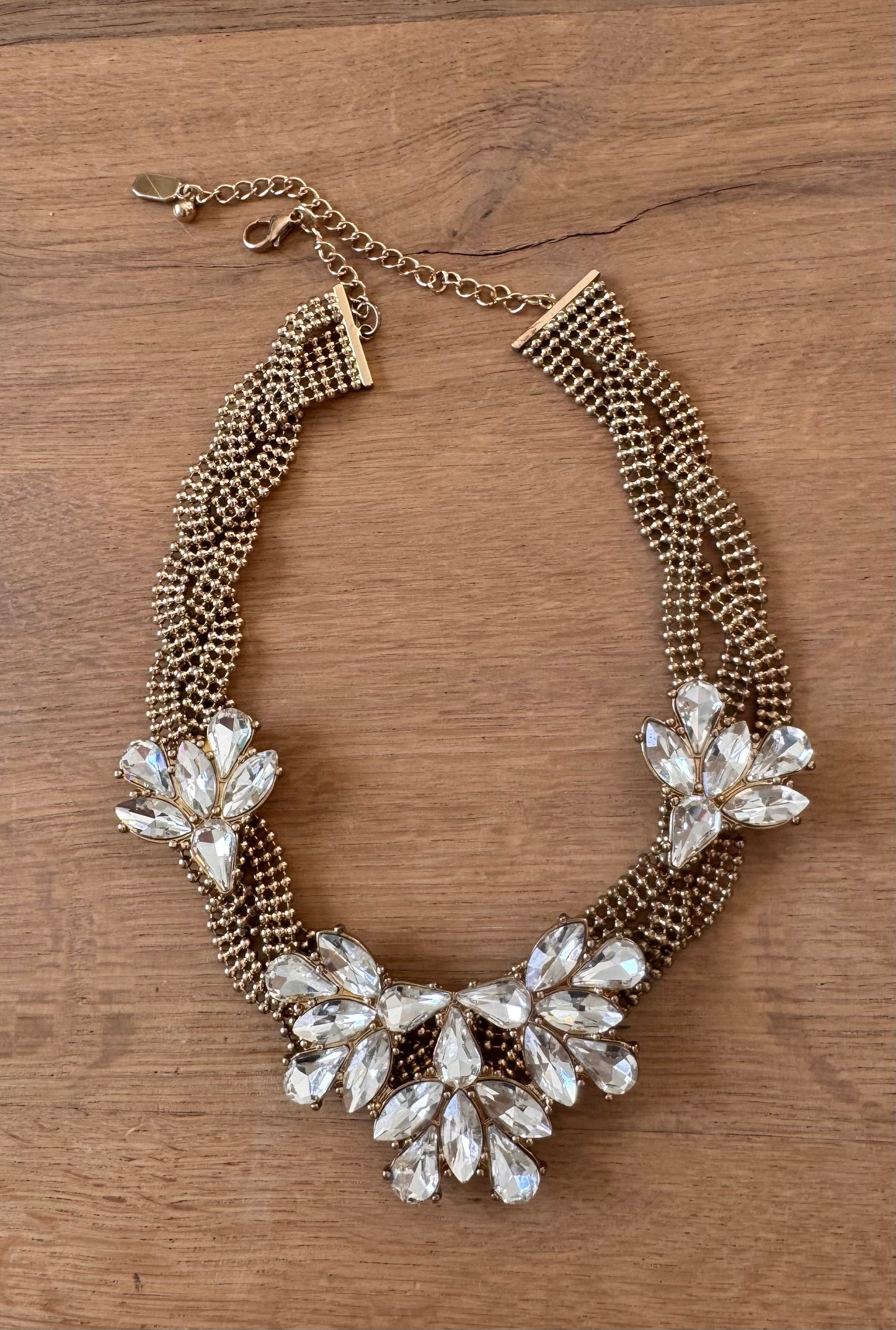 NATASHA Braided Chain Rhinestone Necklace