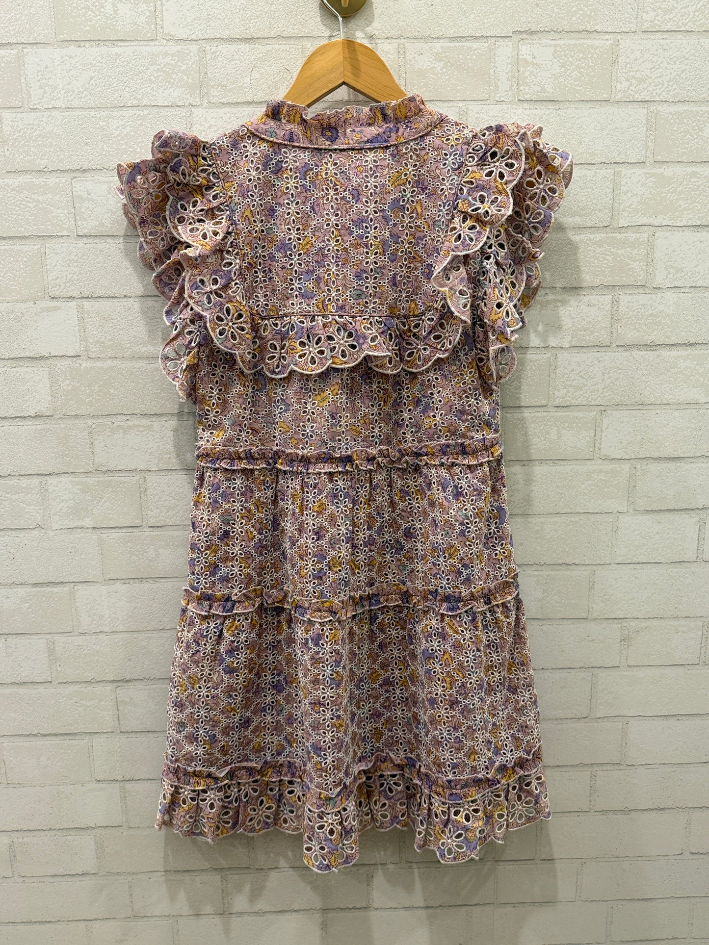 HOUSE OF HARLOW 1960 NWT Printed Eyelet Ruffle Sleeve Mini Dress / S