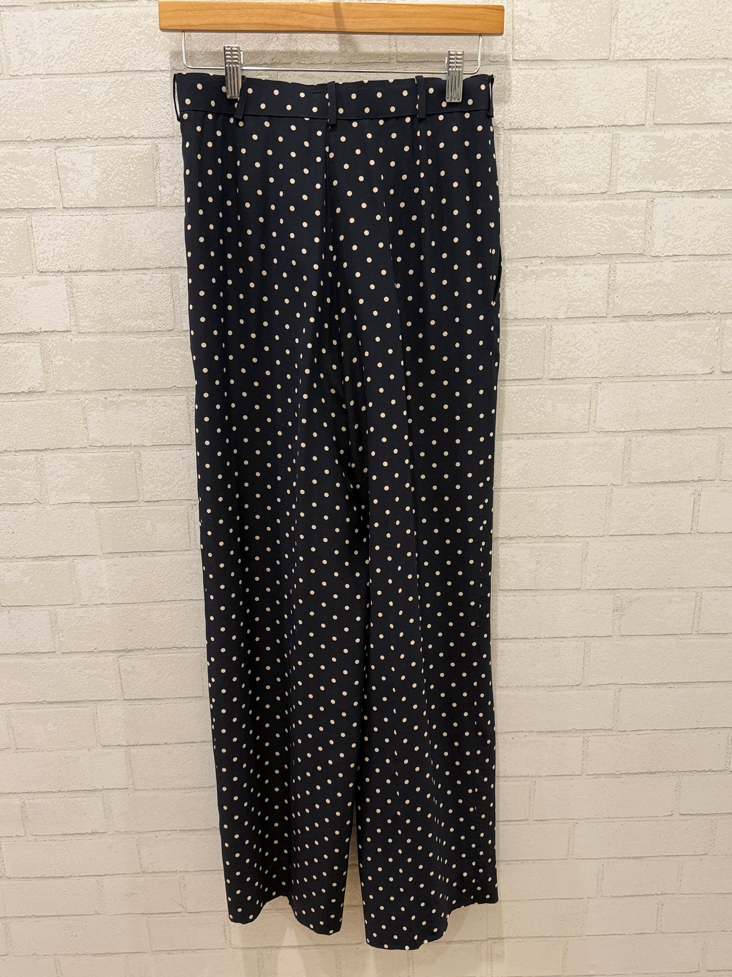 CHANEL Polka Dot Silk Wide Leg Pants / XS