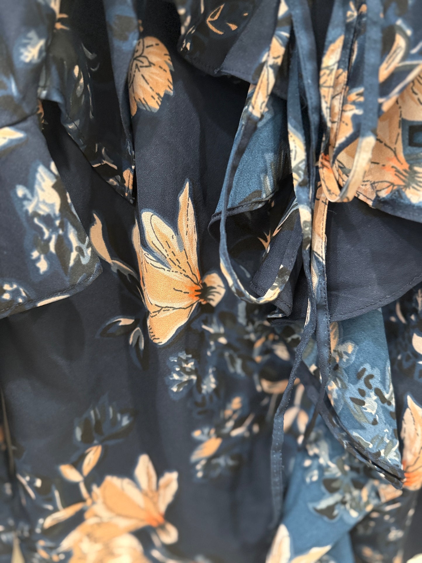 WALTER BAKER LS Flower Print Ruffle Cropped Blouse/XS