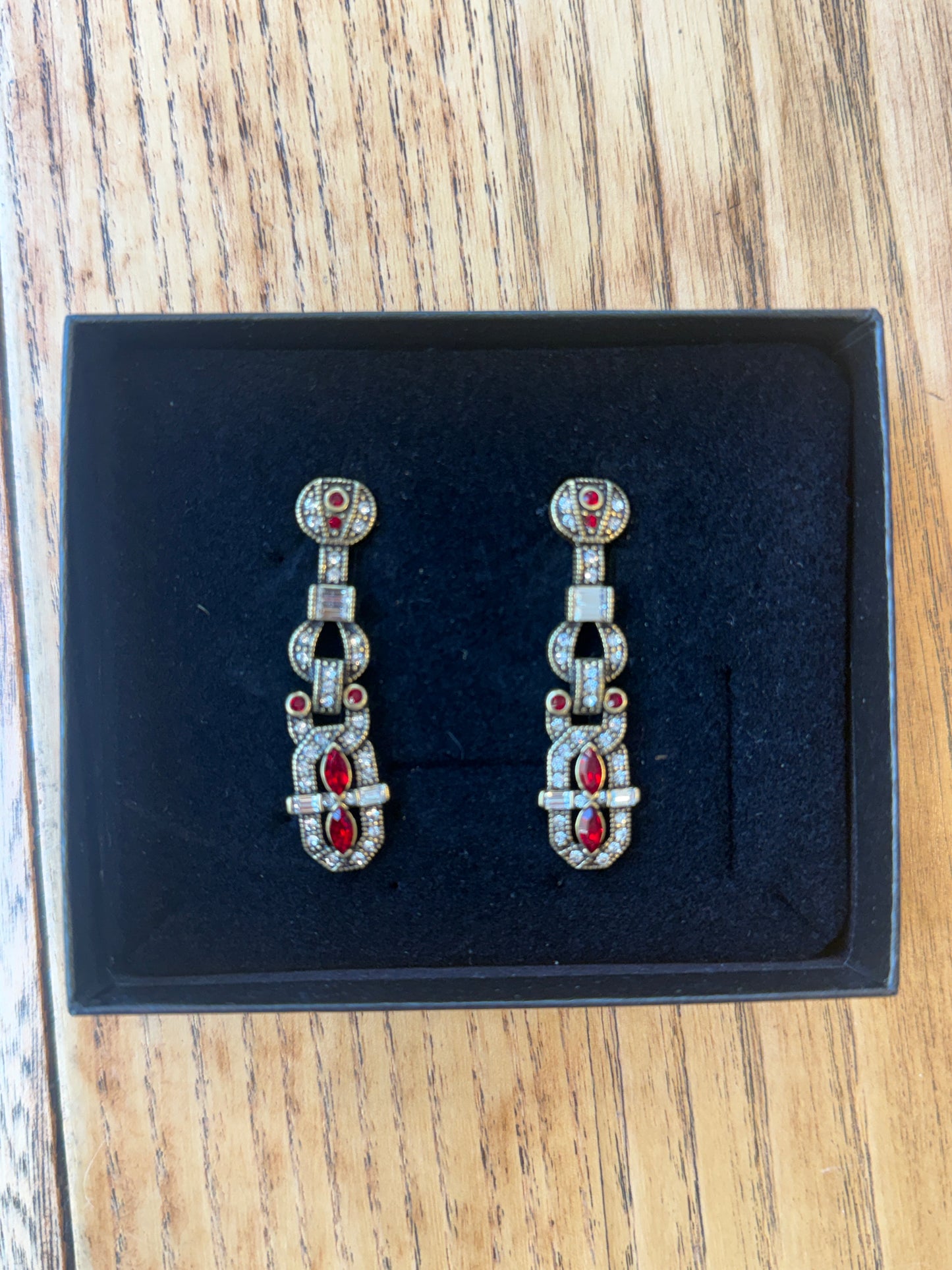 HEIDI DAUS NWT Pendant Earrings W Red Stones