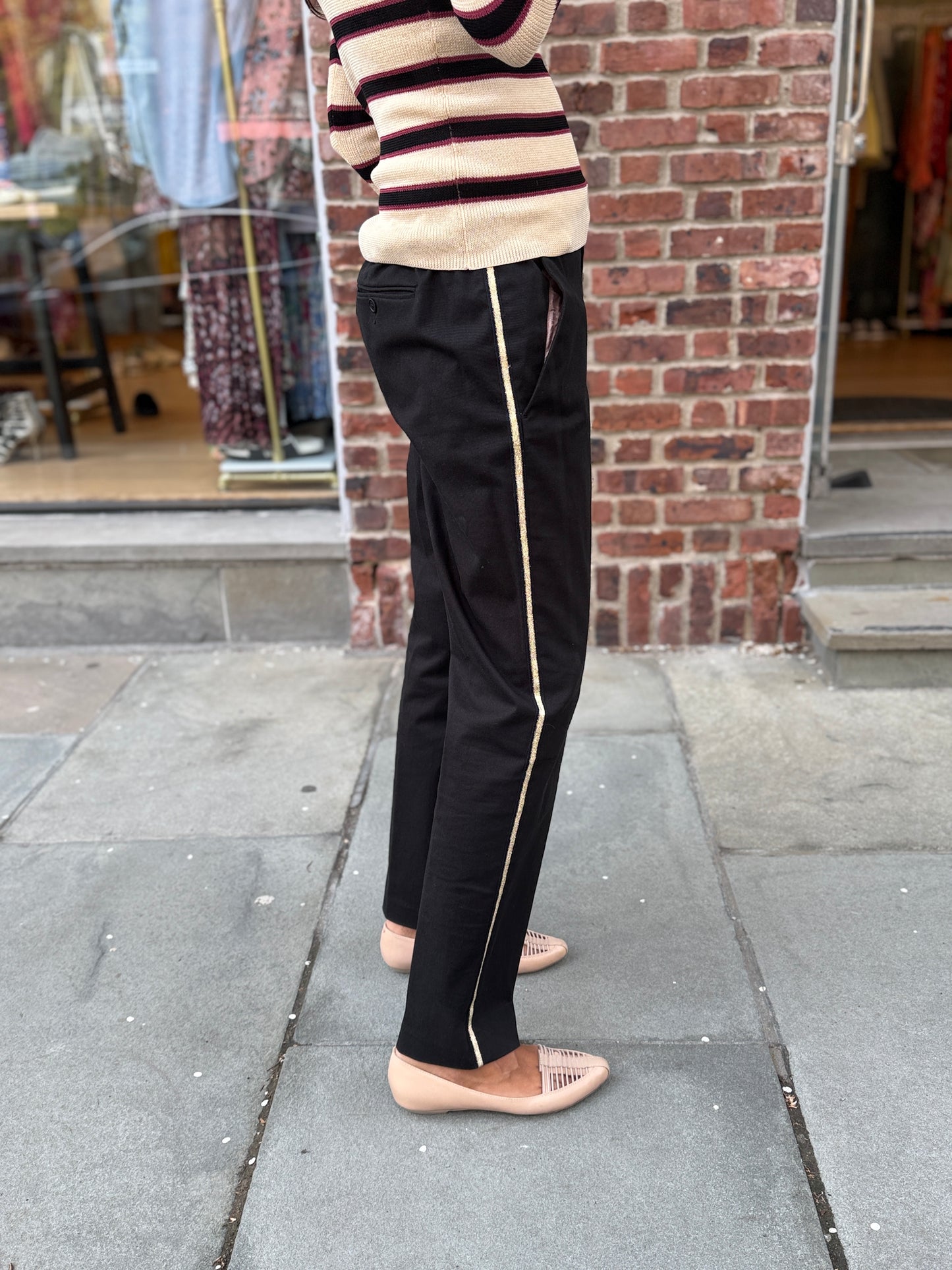 ZADIG & VOLTAIRE Cotton High Rise Pants with Stripes on side/S-EU38