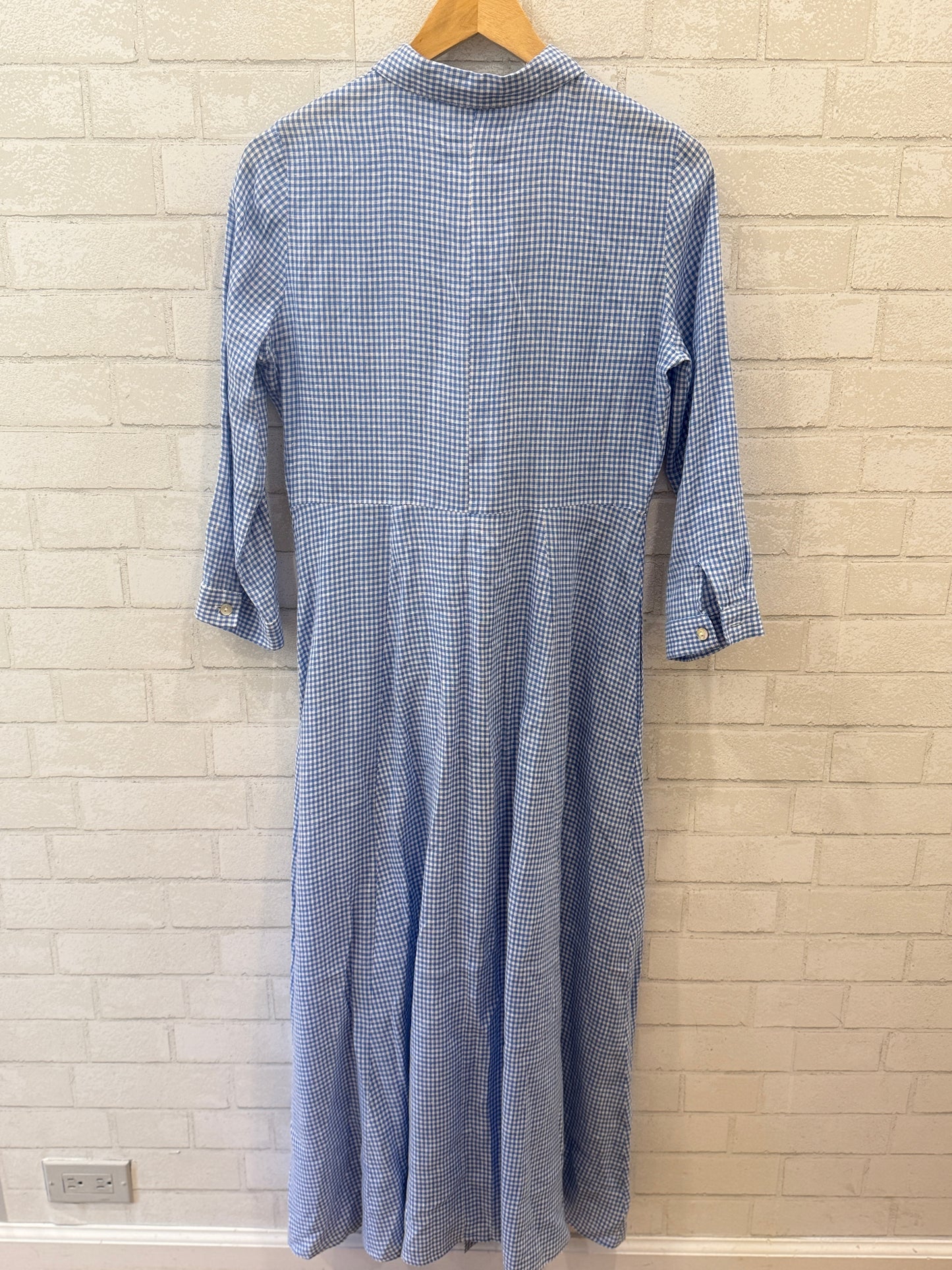 MARINA SAINT BARTH LS Checkered Maxi Shirt Dress / M