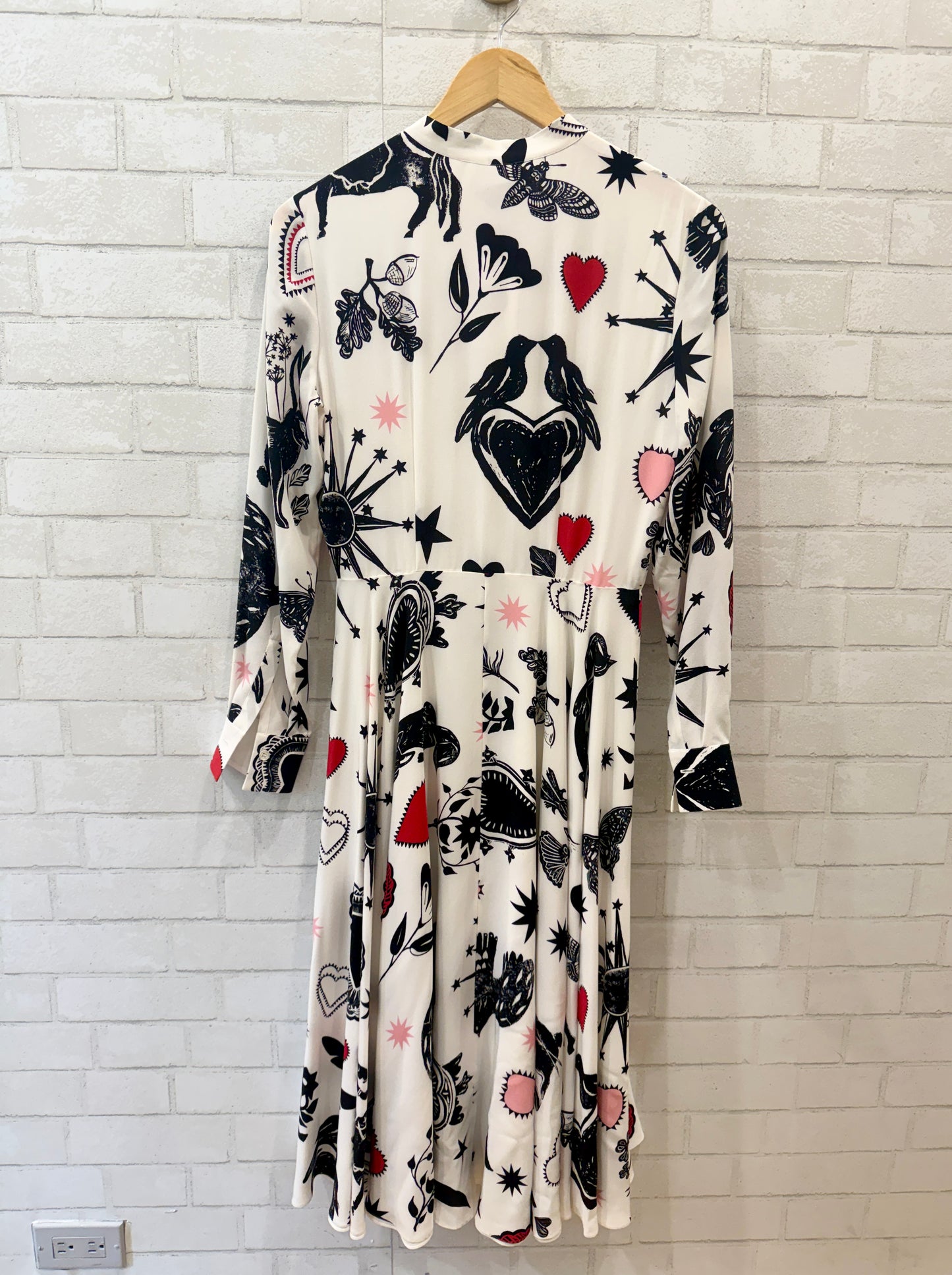 ALEXANDER MCQUEEN Silk LS Printed Midi Shirt Dress / S-IT40