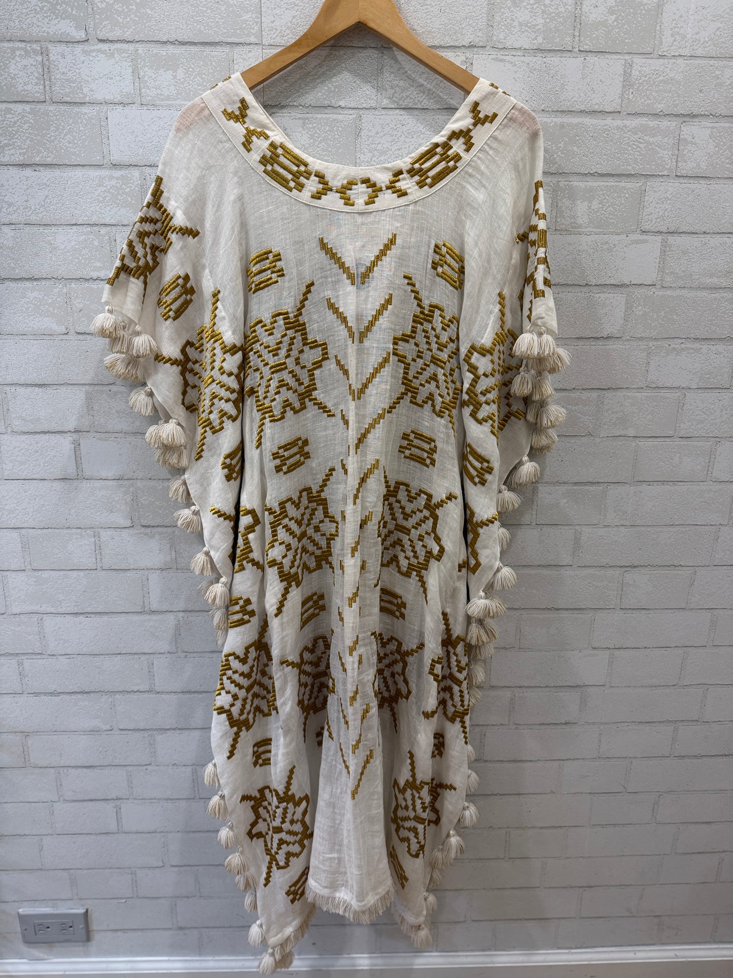 MARCH 11 Linen Gold Embroidery Kaftan / S
