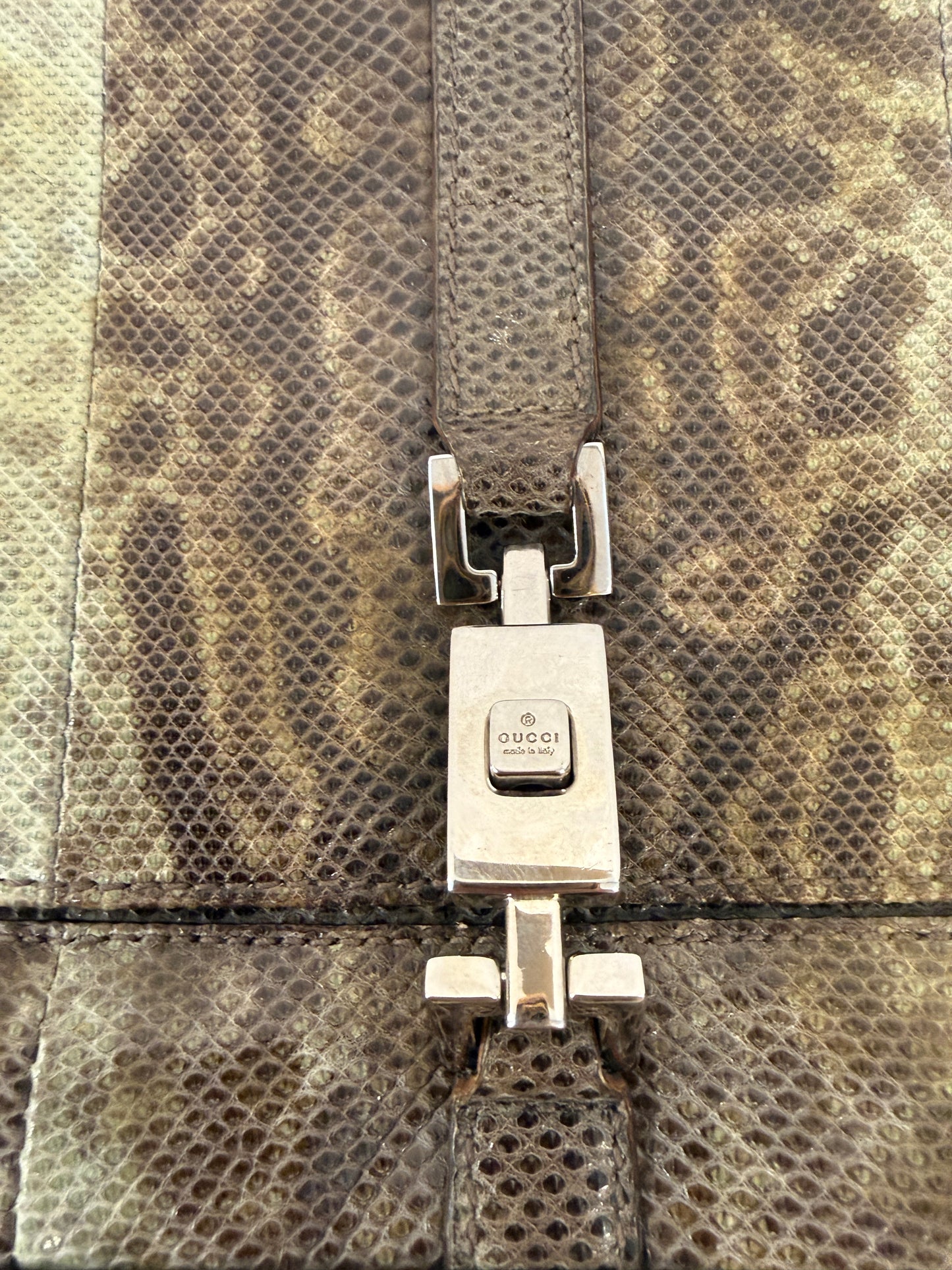 GUCCI Vintage Jackie Bag by Tom Ford in Snake-Embossed Leather — Authentic Y2K Era Shoulder Bag