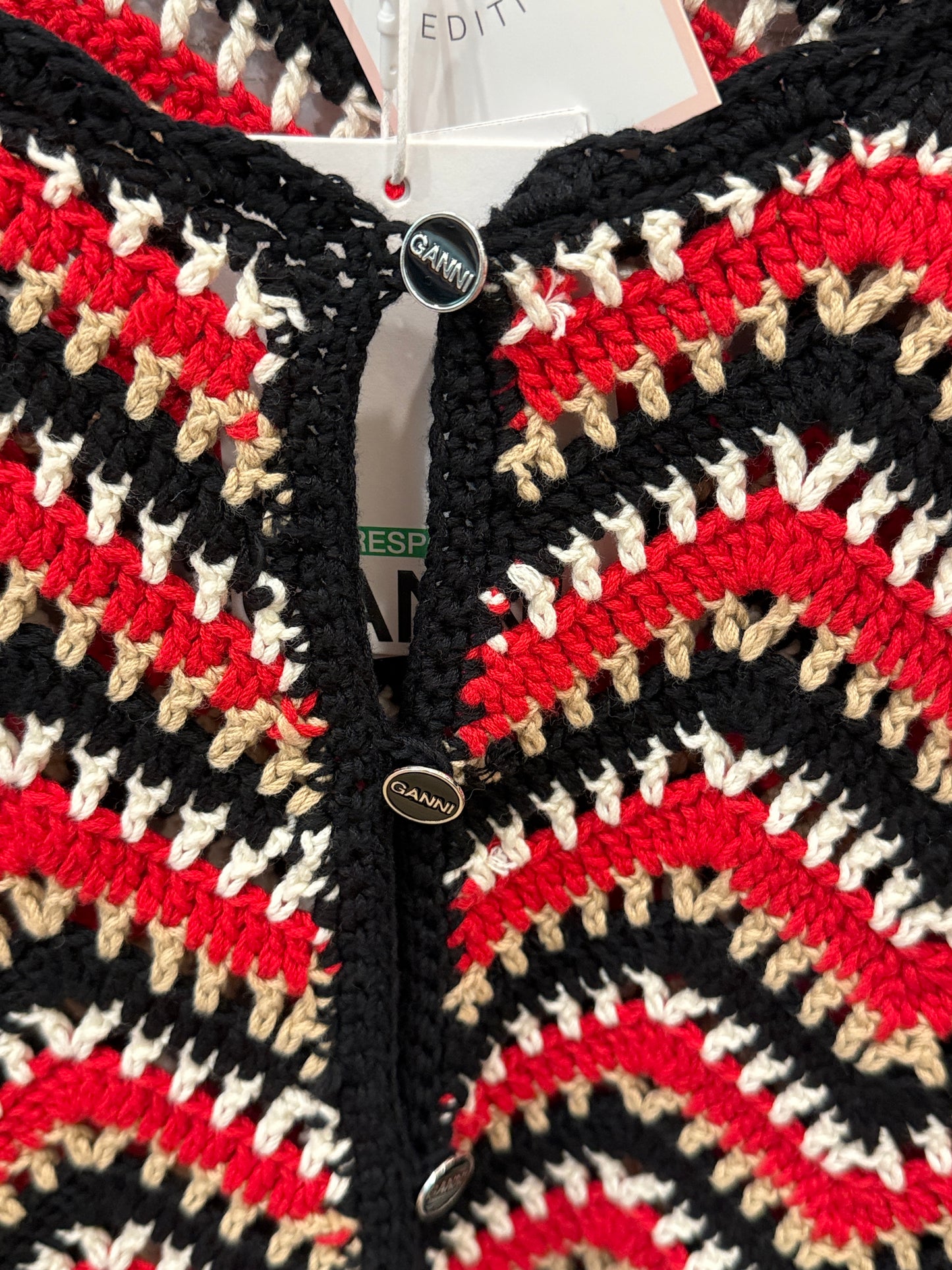 GANNI NWT Cotton Knitted LS Cardigan/S