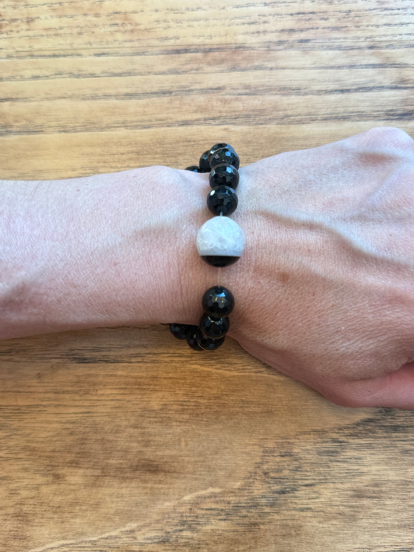 NO BRAND Macrame Rhinestones Hematite Beads Bracelet
