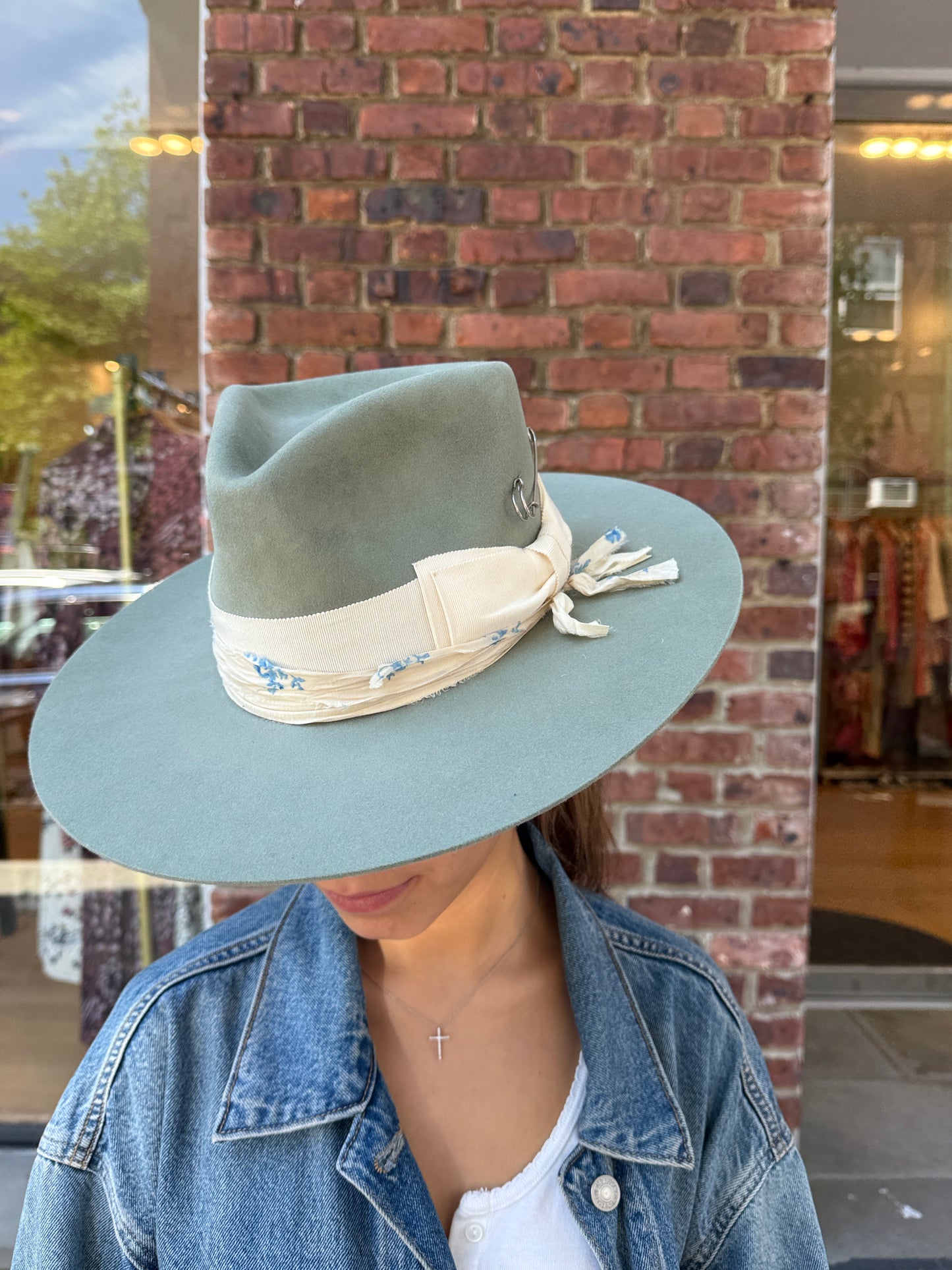 TERESSA FOGLIA NWT Felt Fedora Hat/ 6.5