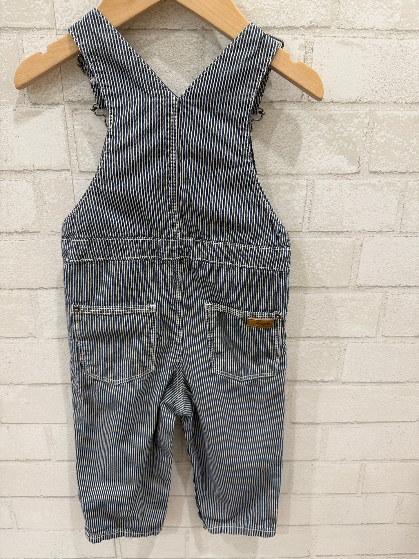 CYRILLUS PARIS Striped Denim Overalls / 18M