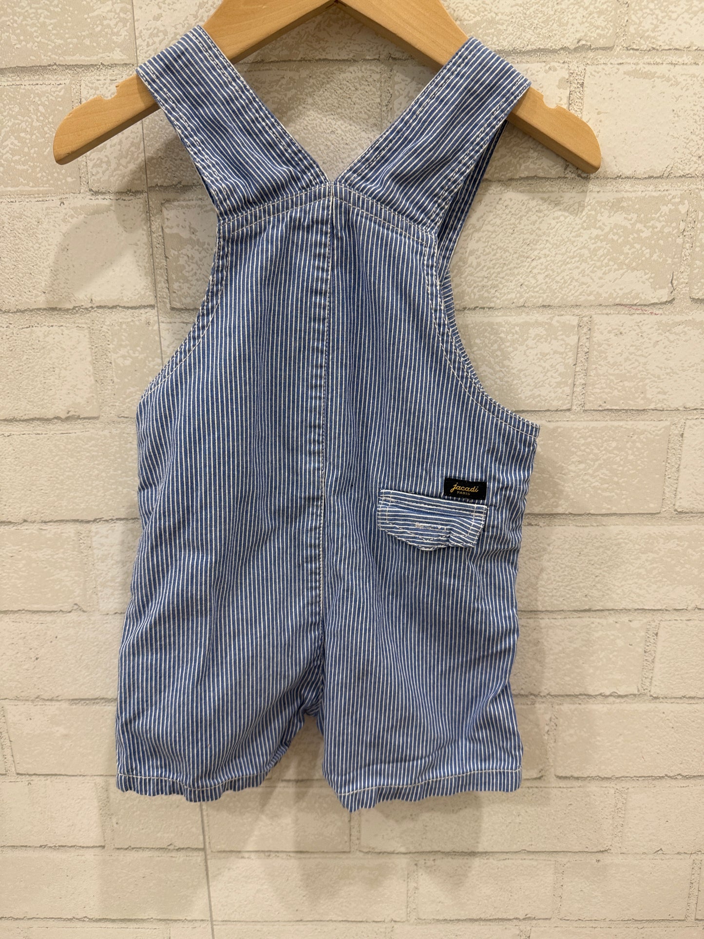 JACADI Striped Short Overalls / 12M
