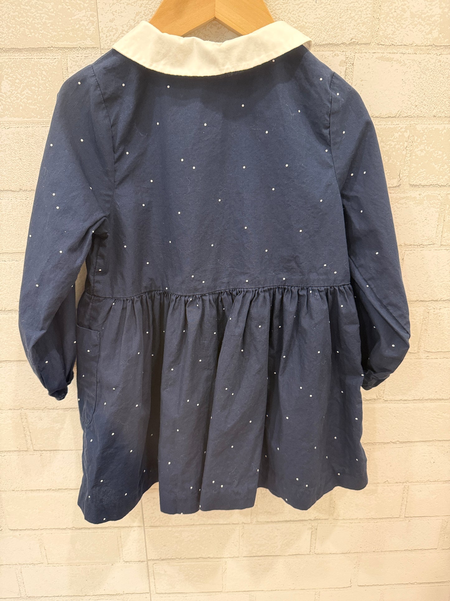 JACADI LS Dot Peter Pan Collar Dress / 5Y