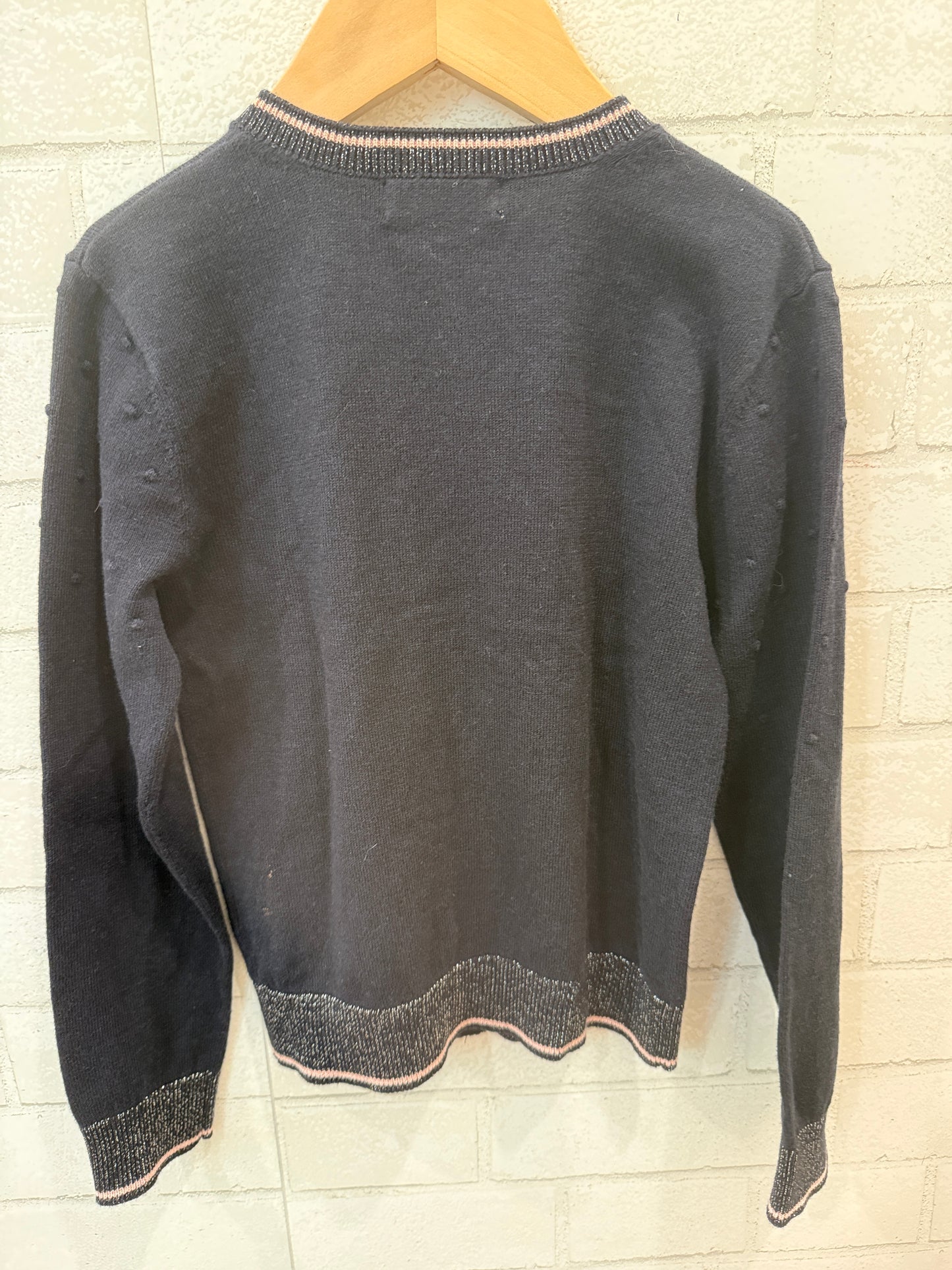JEAN BOURGET Shimmer Details Zip Cardigan/8Y