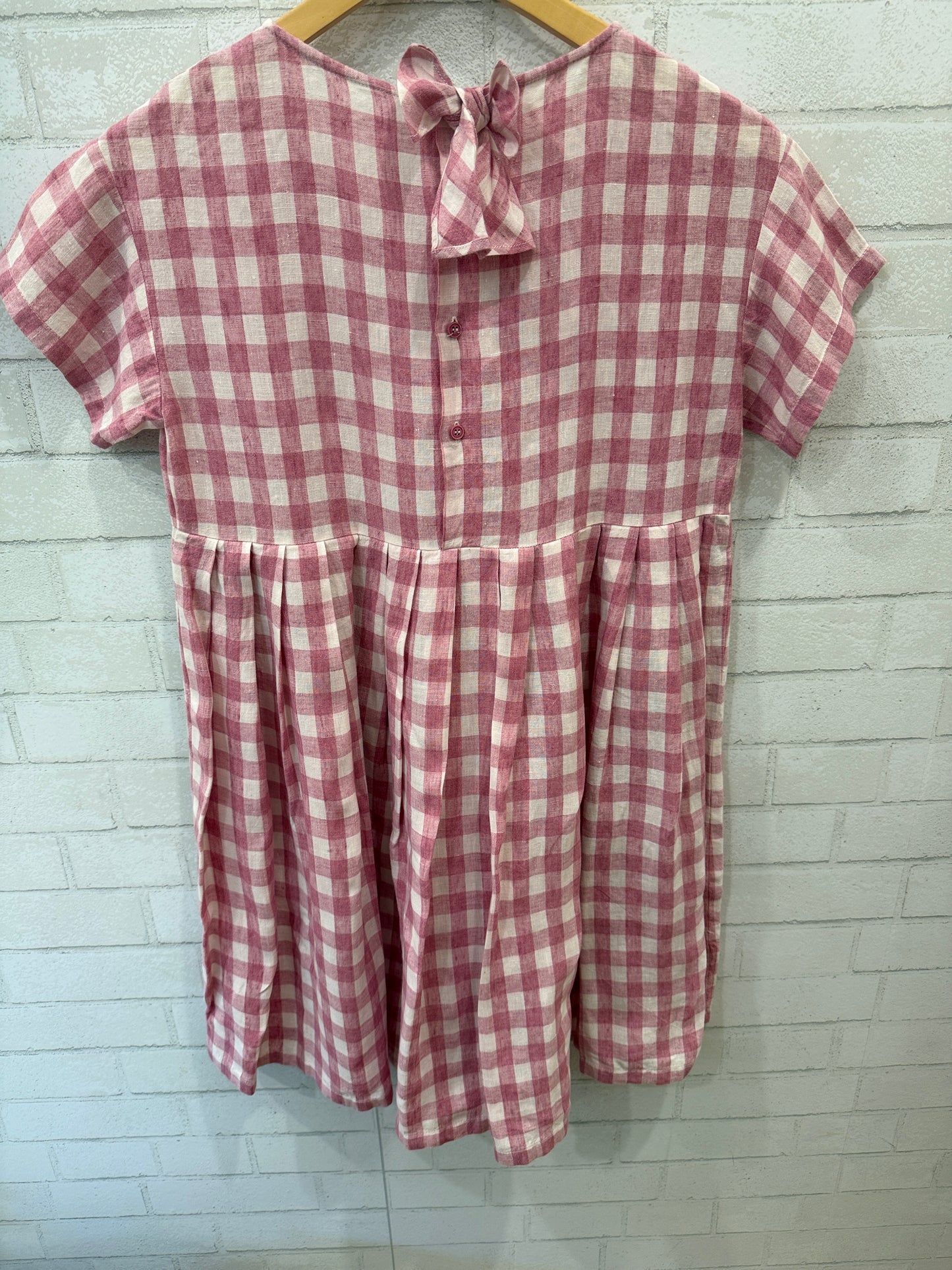 IL GUFO Linen SS Tartan Midi Dress/12Y
