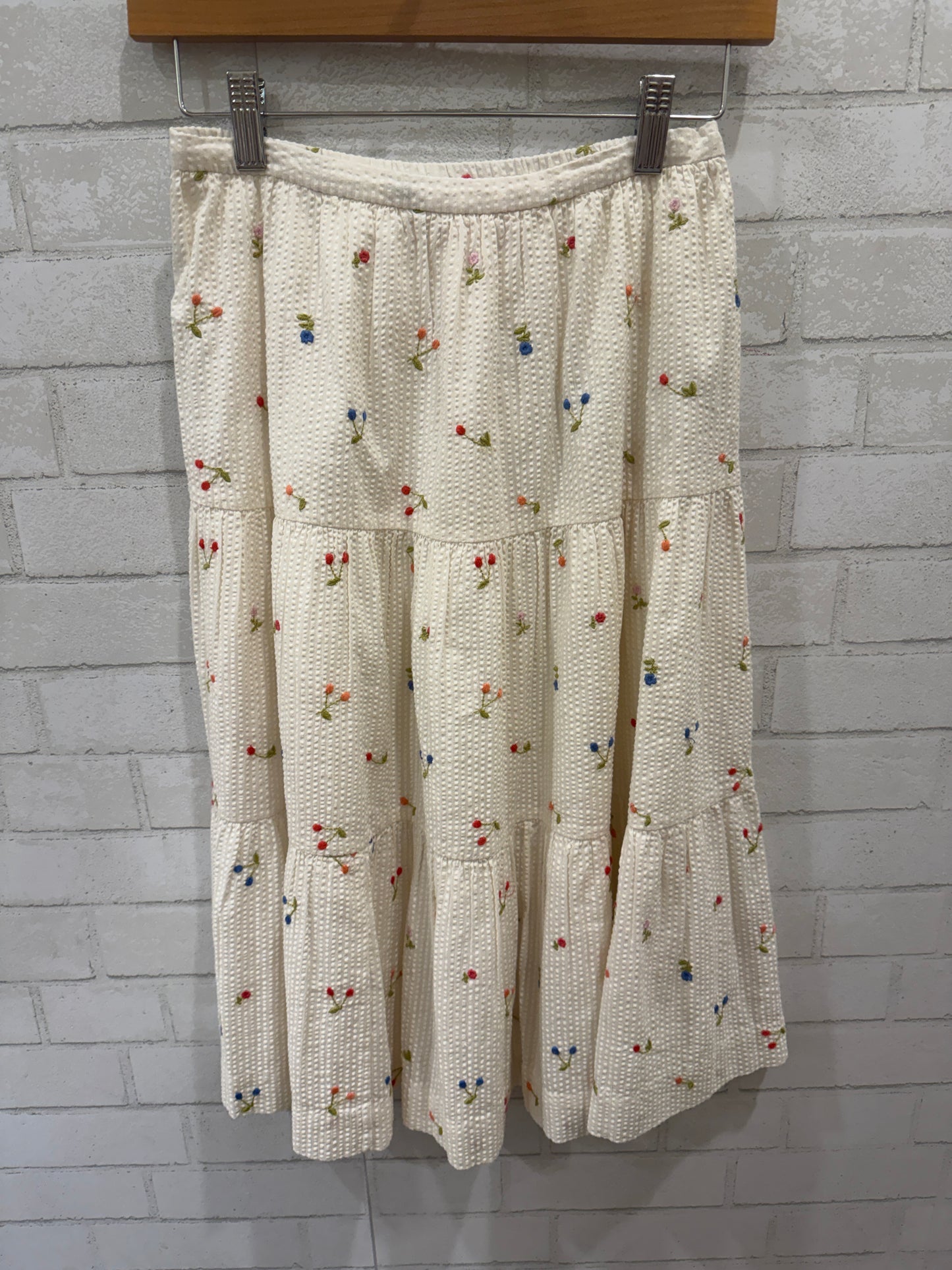 BONPOINT Cotton Maxi Skirt W Flowers/14Y