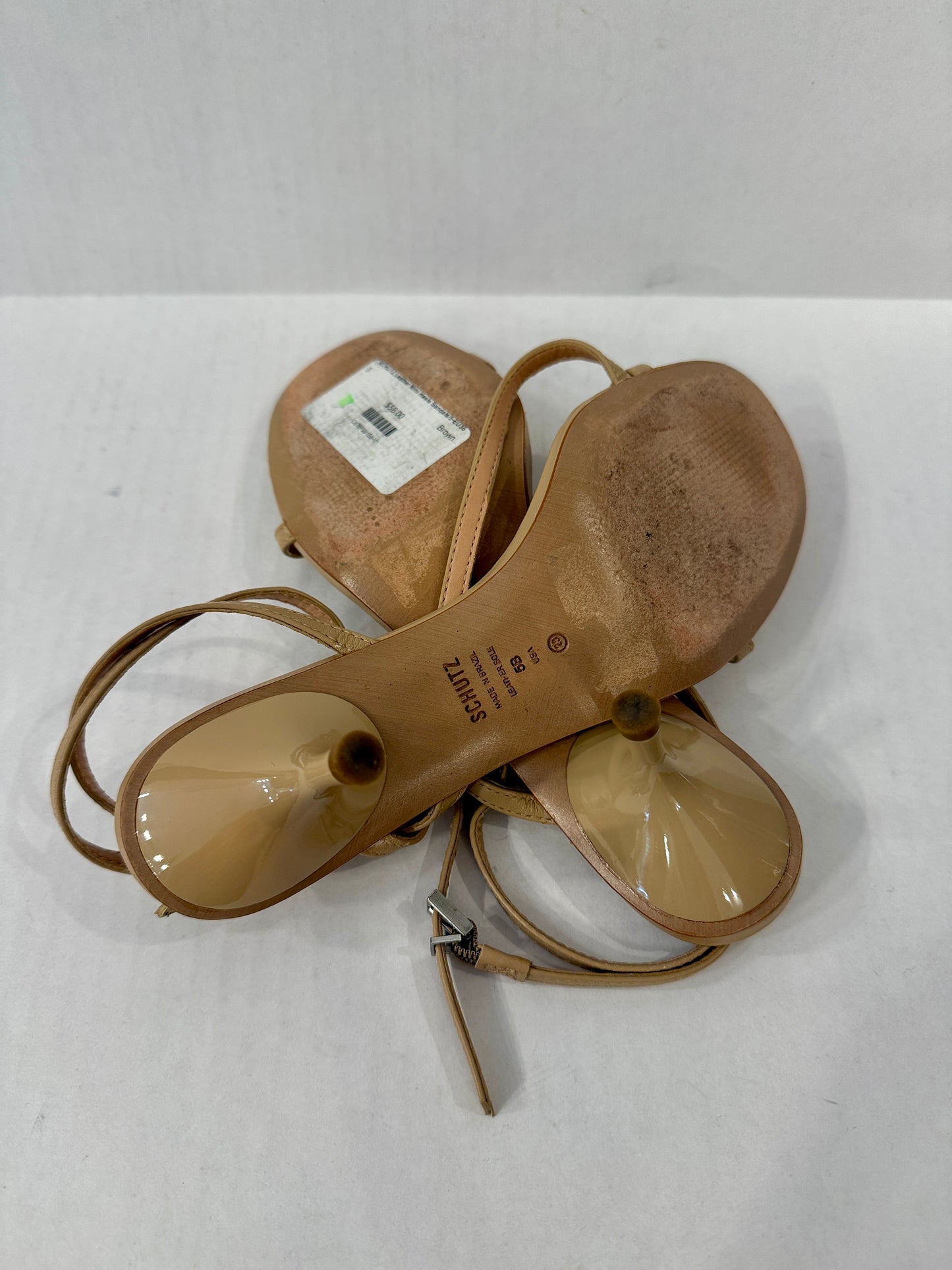 SCHUTZ Leather Mini Heels Sandals/5-EU36
