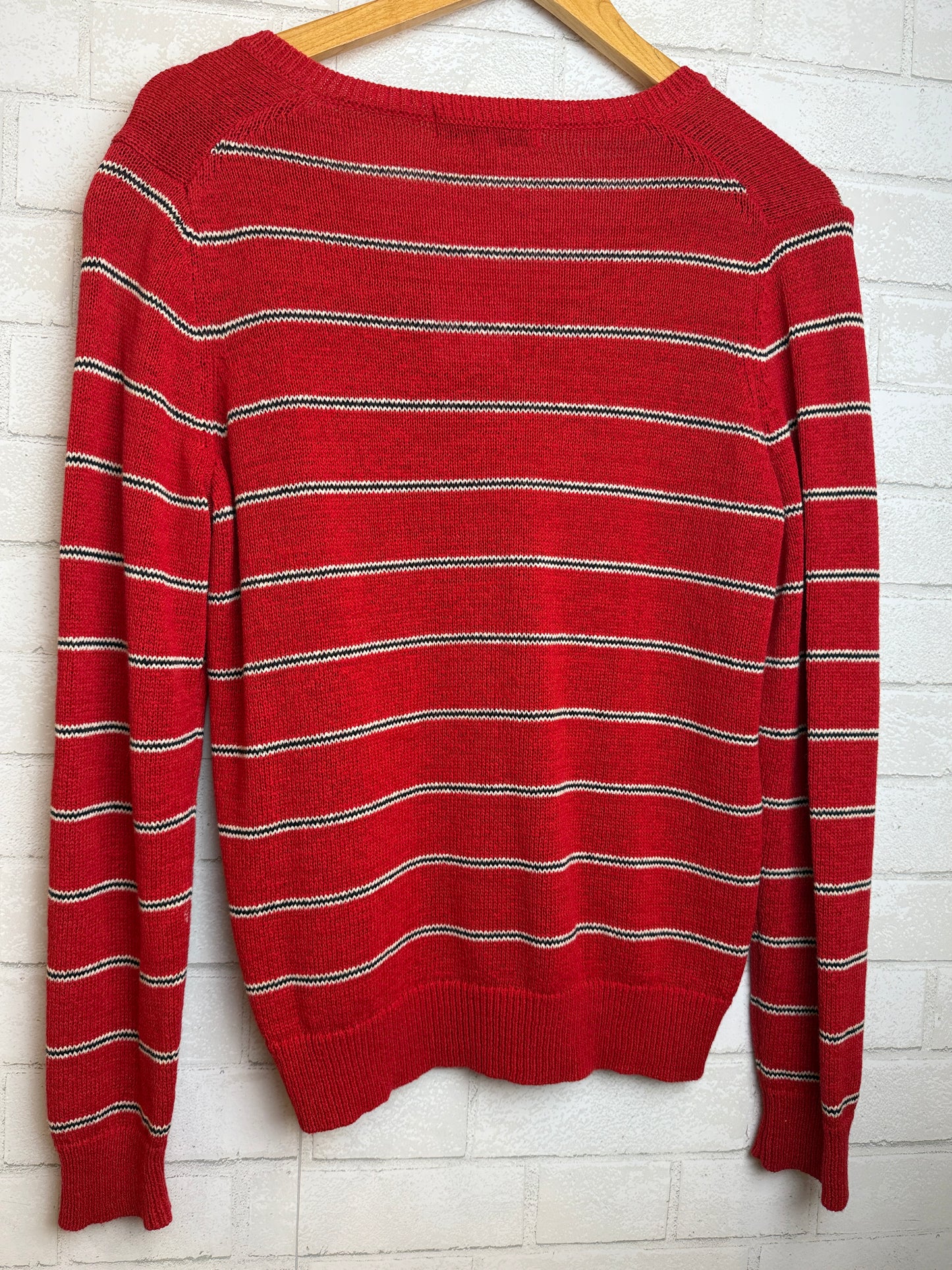 UNIQLO x INES DE LA FRESSANGE Red V Neck Striped Sweater / L