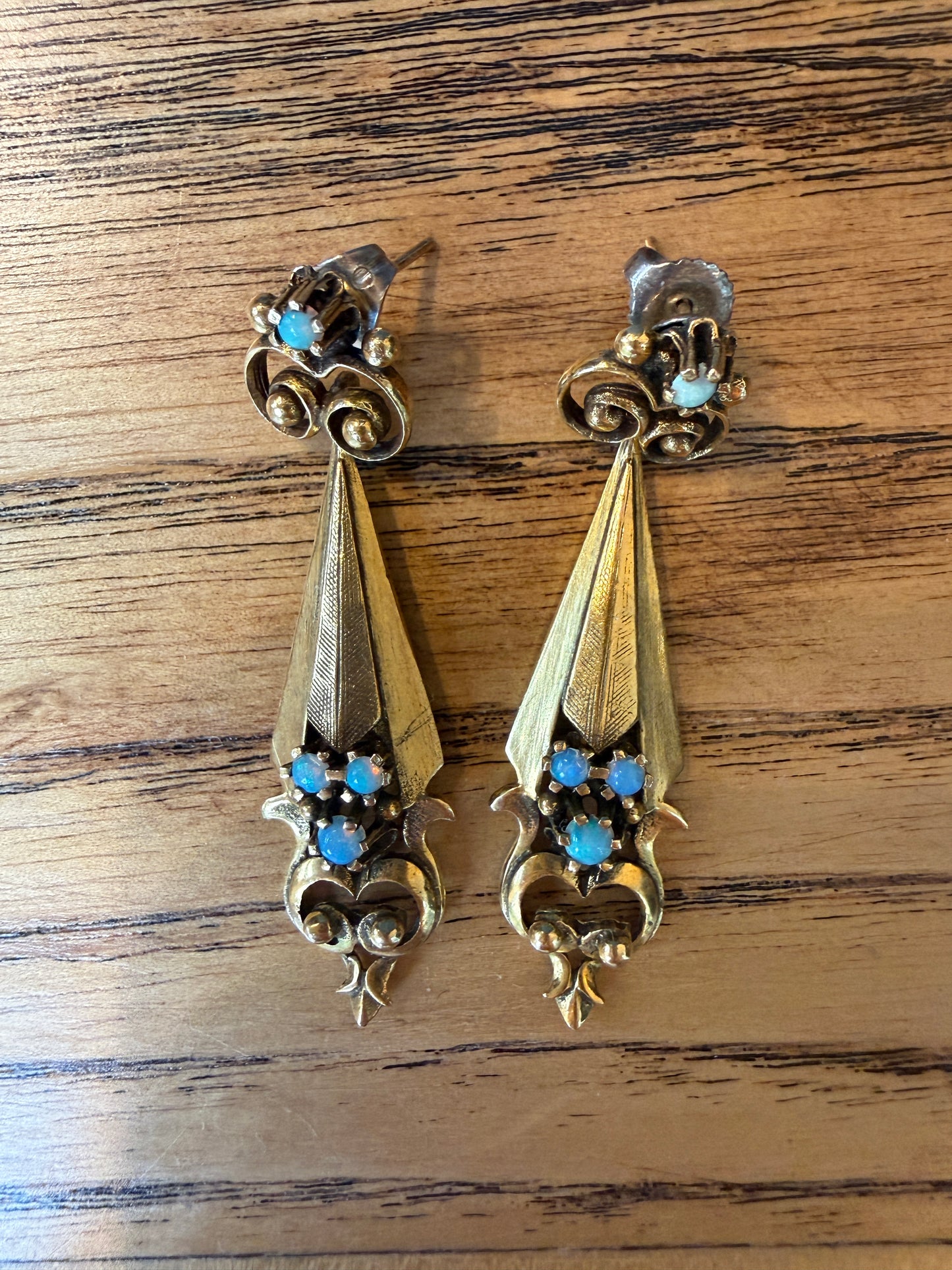 NO BRAND Gold And Turquoise Drop Earrings