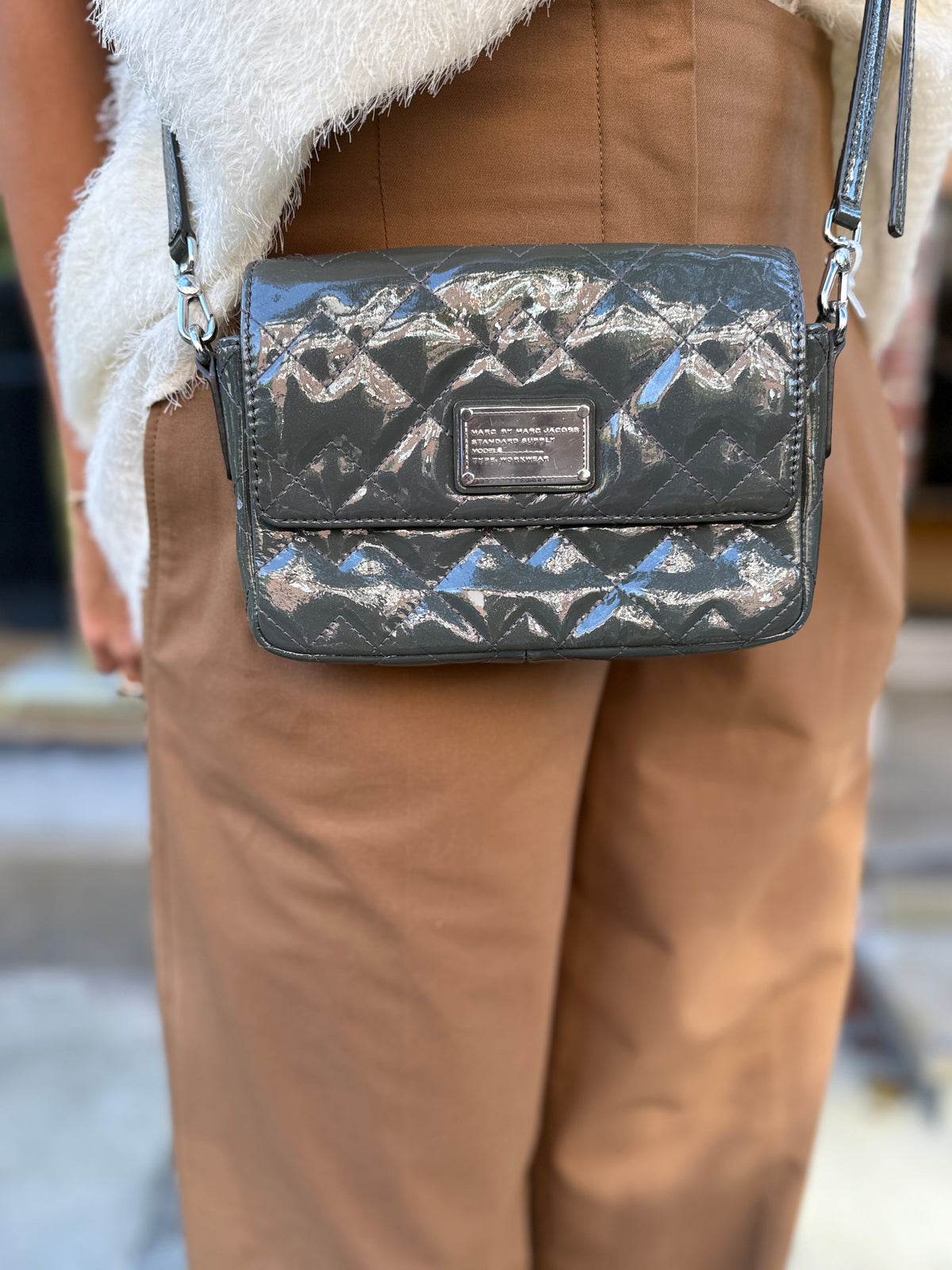 MARC BY MARC JACOBS Quilted Patent Leather Crossbody Handbag