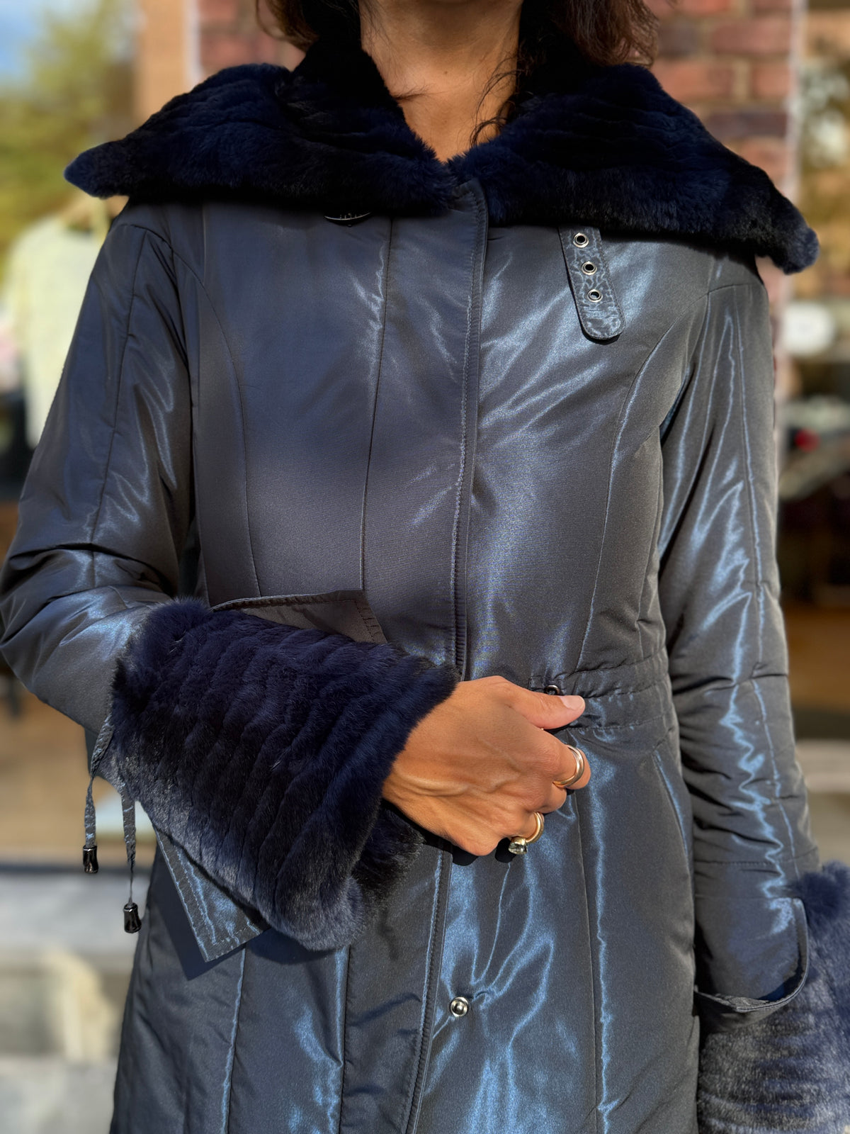 MAXIMILIAM BLOOMINGDALES Rabbit Fur Collar Parka/S