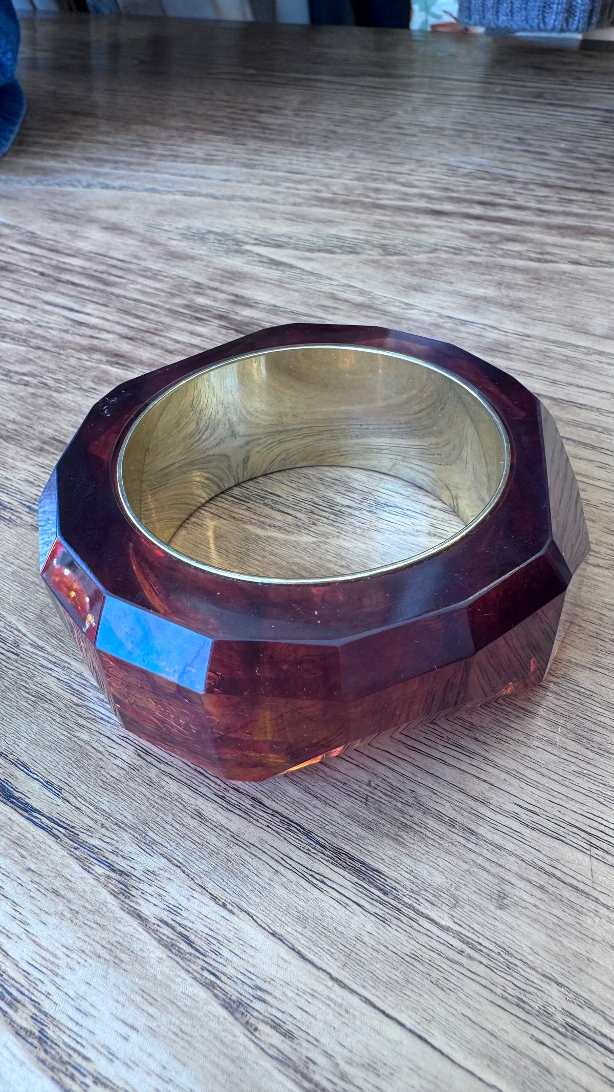 NO BRAND Chunky Faceted Hexagonal Bangle Bracelet