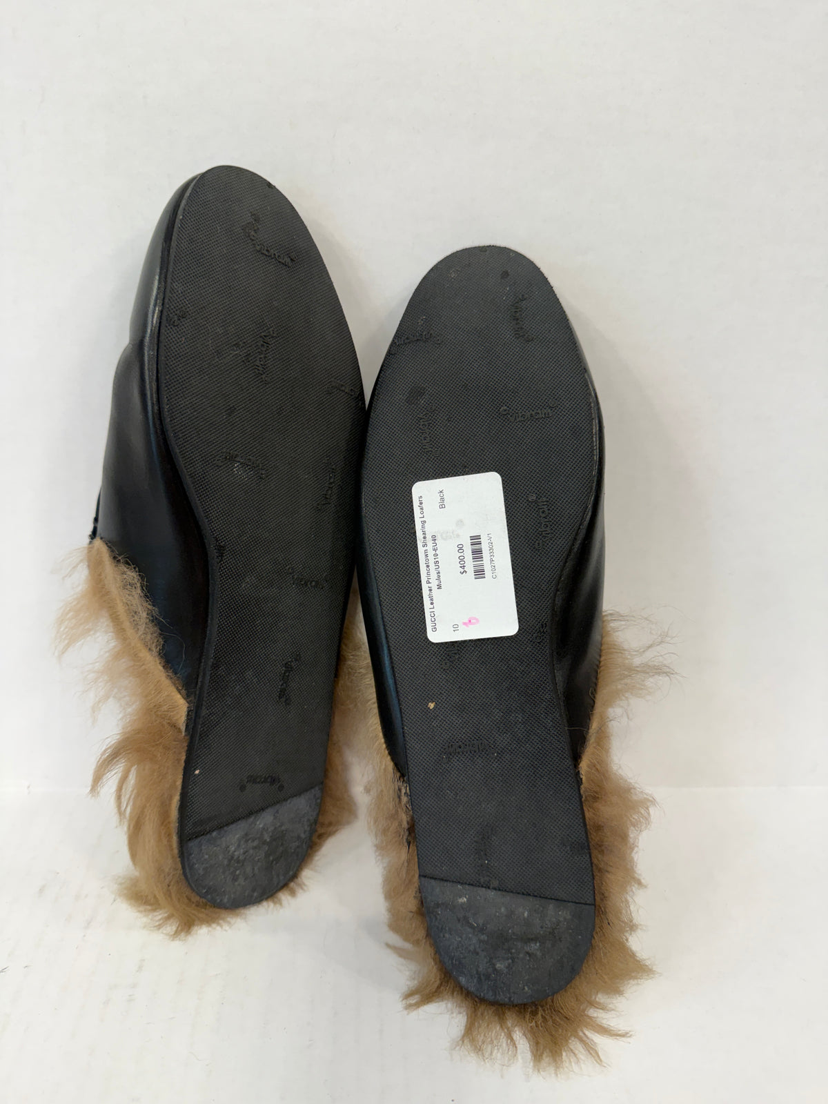 GUCCI Leather Princetown Shearing Loafers Mules/US10-EU40
