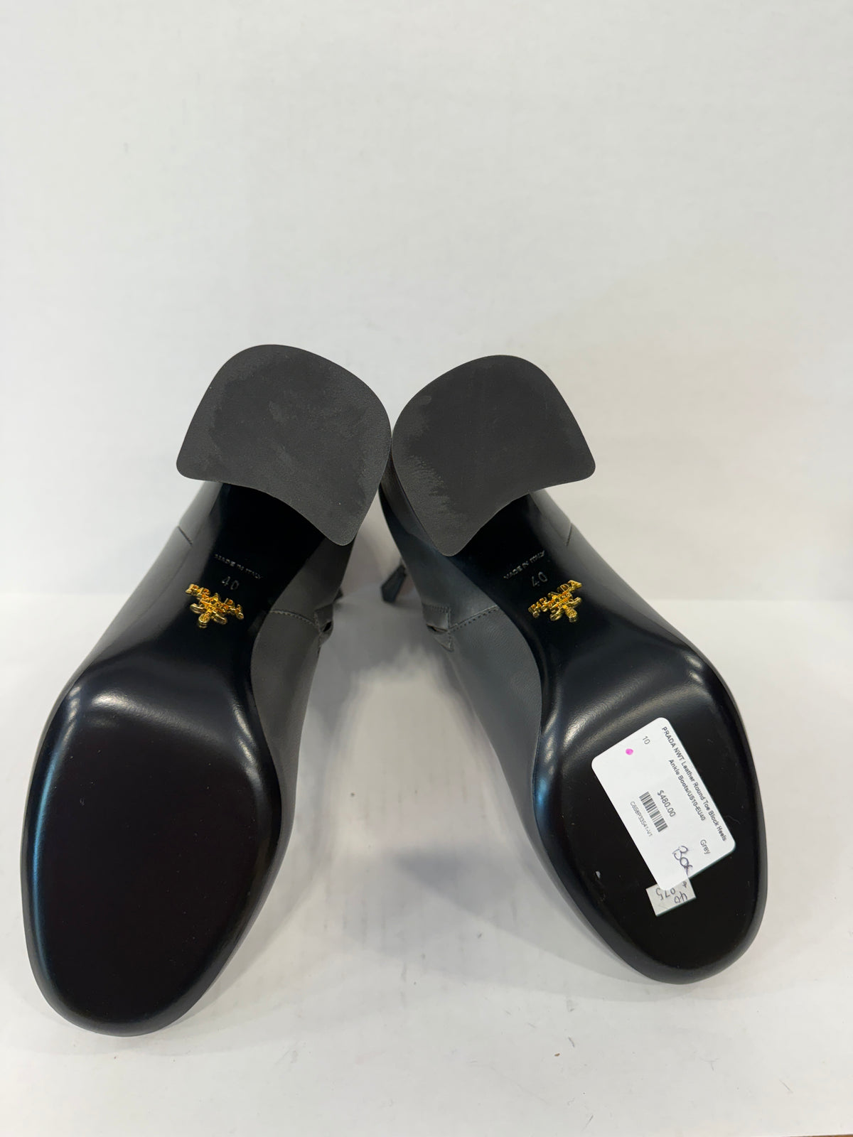 PRADA NWT Leather Round Toe Block Heels Ankle Boots/US10-EU40