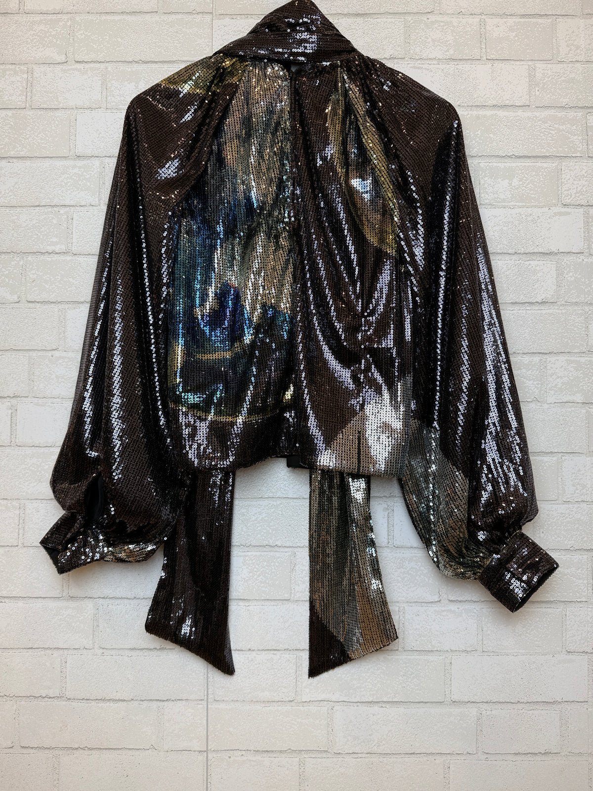GANNI LS Sequin Mesh Blouse / S
