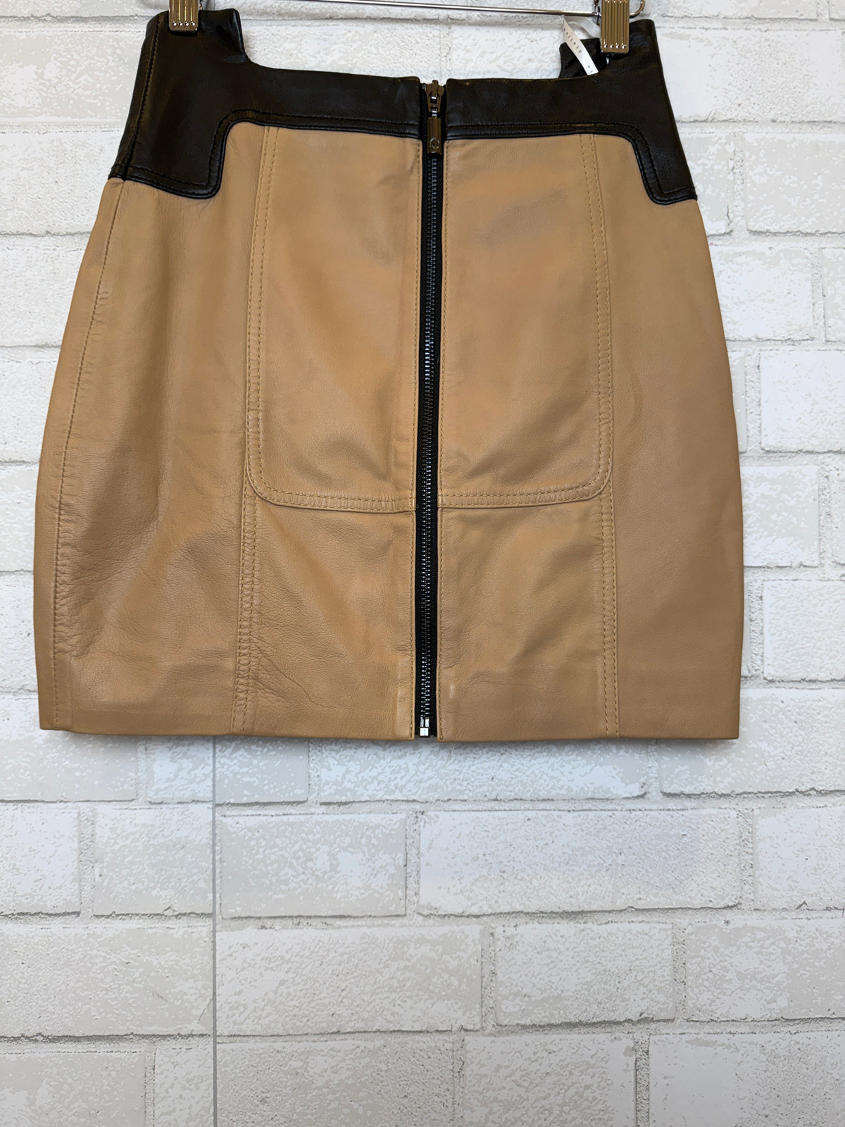 STELLA JAMIE Leather Zipped Pockets Mini Skirt/XS