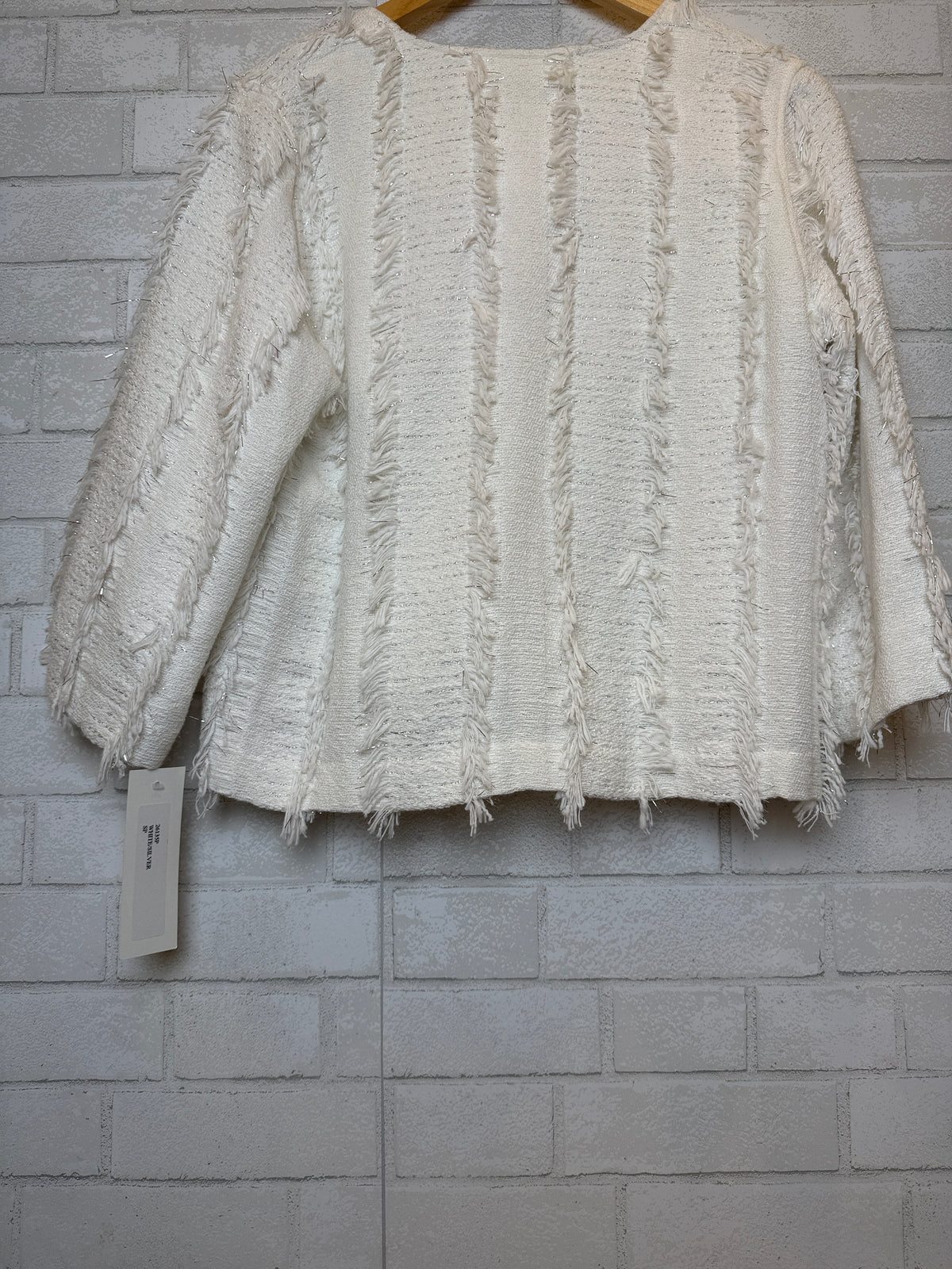 CAROLNE ROSE NWT Tweed Jacket With Fringed trim & Round Neckline / S
